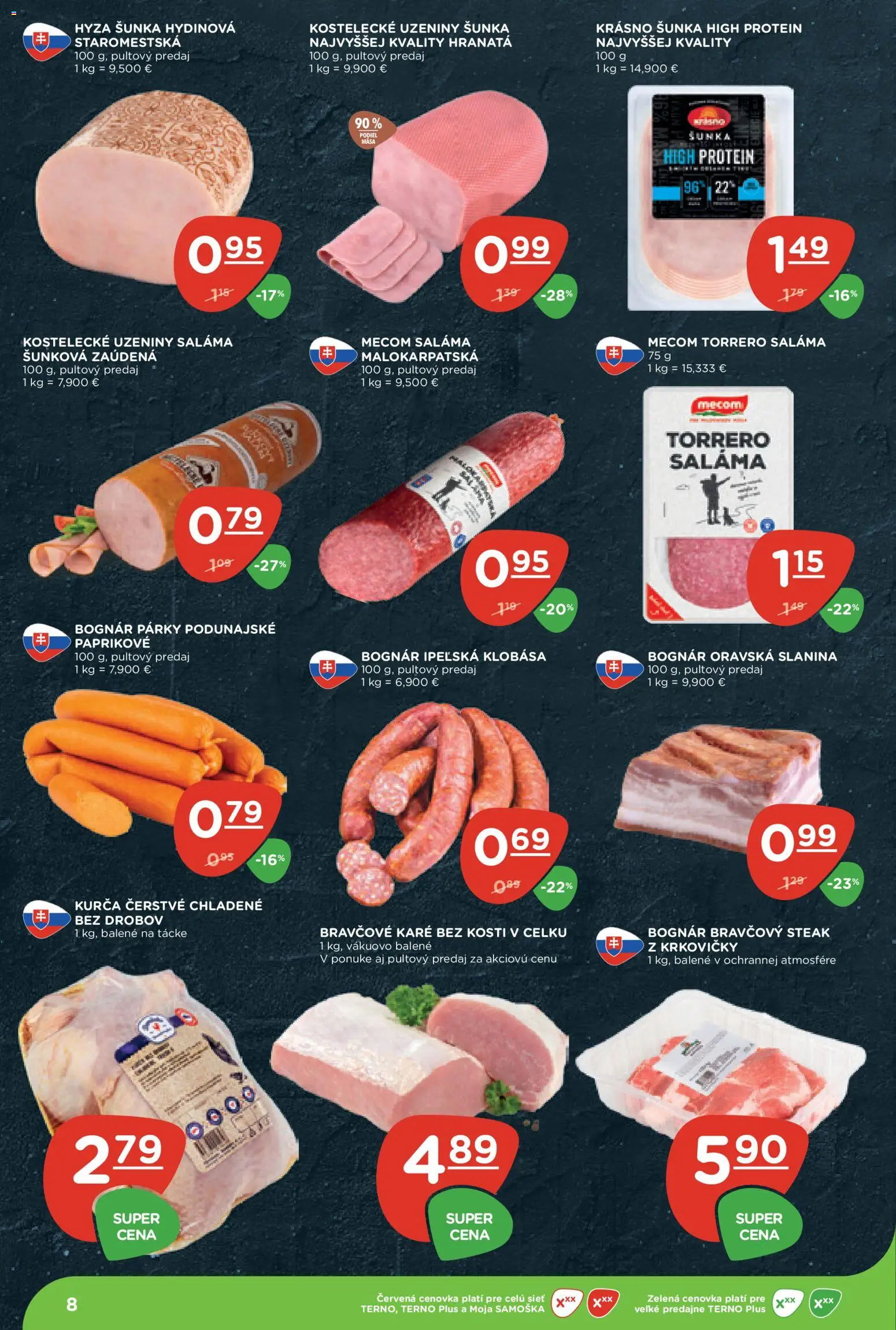 Nové Terno akcie – leták je platný od 10.09.2026 | Strana: 8 | Produkty: Šunka, Bravčový steak, Steak, Bravčové karé