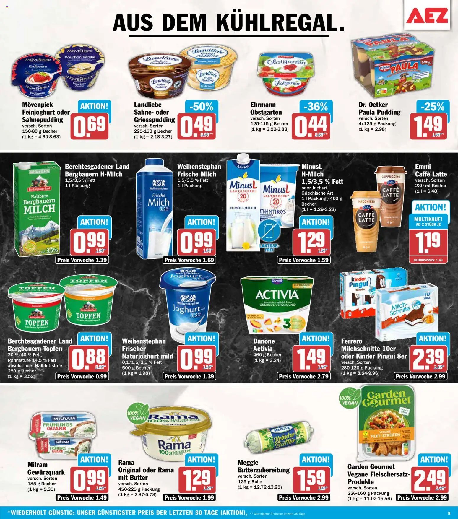 AEZ Prospekt – gültig ab 31.08.2026 | Seite: 9 | Produkte: Milch, Pudding, Vanille, Sahne