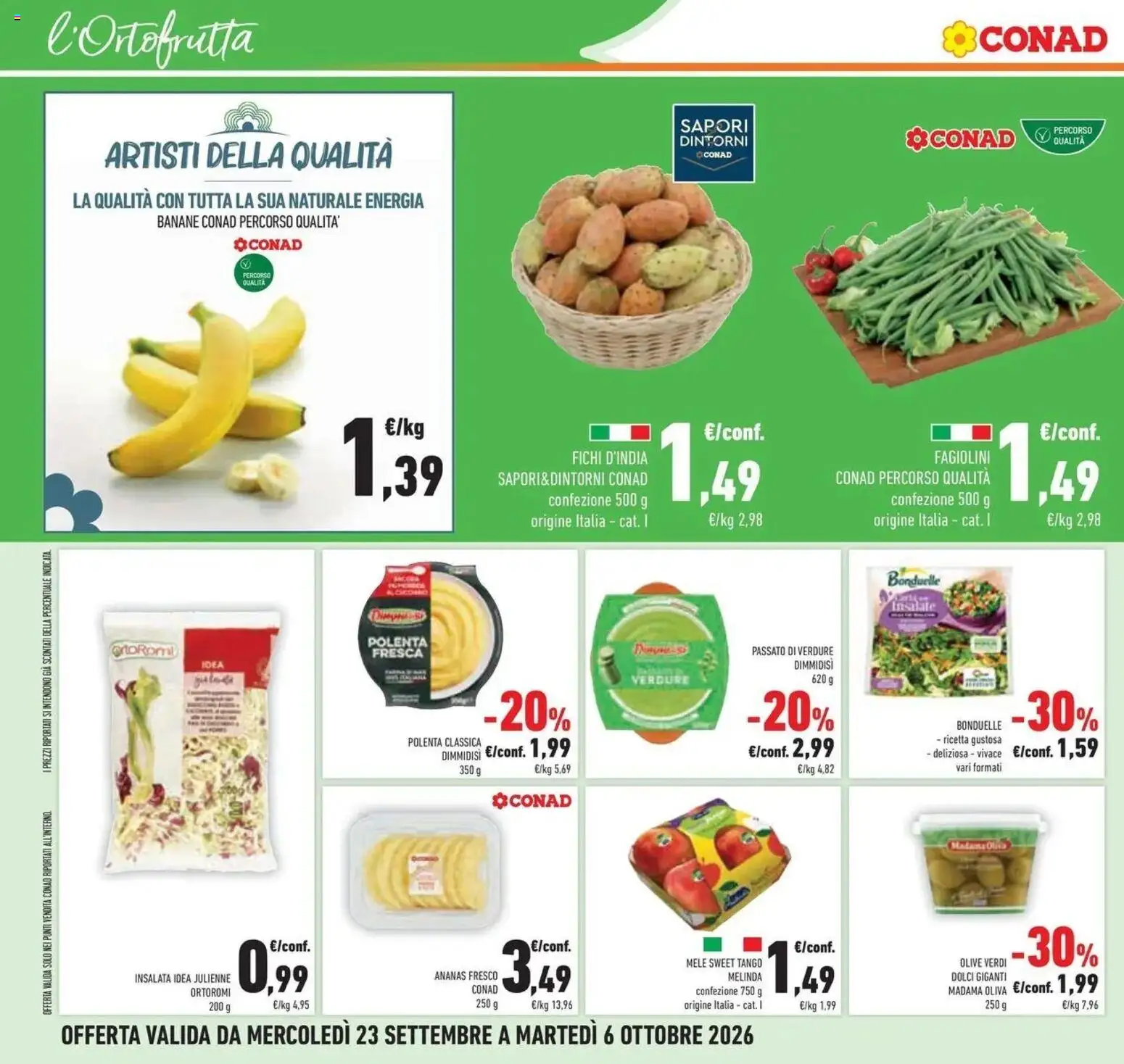 Anteprima volantino Conad dal 23/09/2026 prossima settimana | Pagina: 16 | Prodotti: Insalata, Verdure, Ananas, Fagiolini