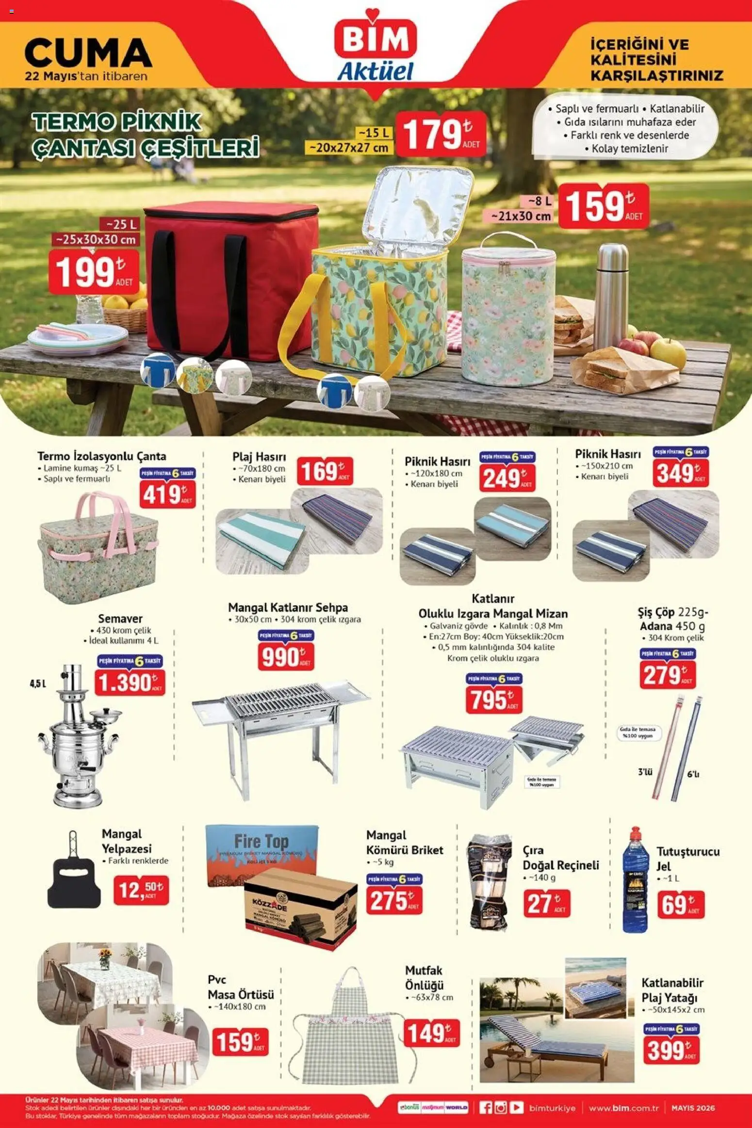 BİM - Katalog Cuma - 22.05.2026 tarihinden itibaren geçerlidir | Sayfa: 6 | Ürünler: Masa, Çanta, Masa örtüsü, Izgara