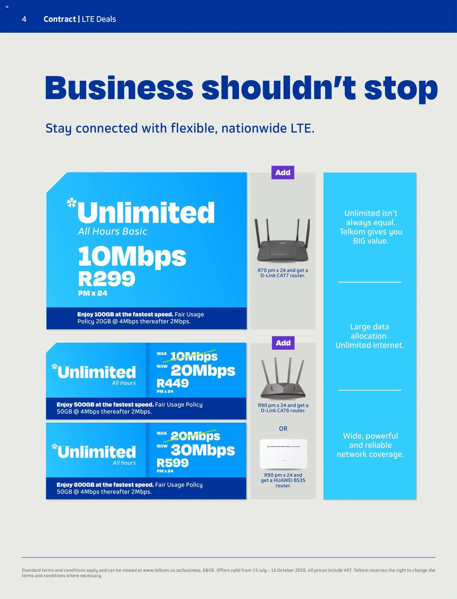 New Telkom catalogue – valid from 15/07/2026 | Page: 4 | Products: Data