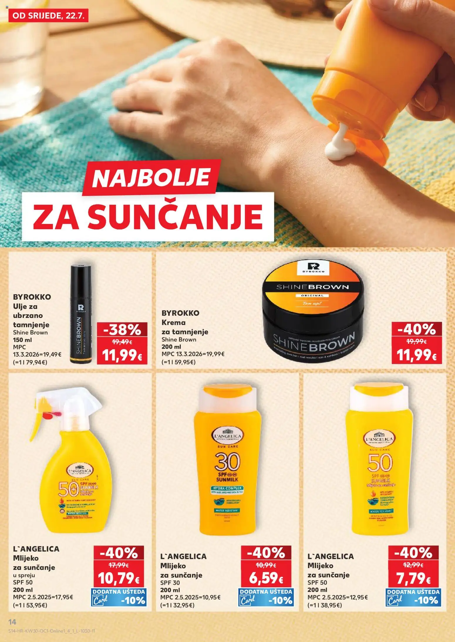 Kaufland katalog | vrijedi od 22.07.2026 | Stranica: 14 | Proizvodi: Mlijeko, Ulje, Mlijeko za sunčanje, Krema