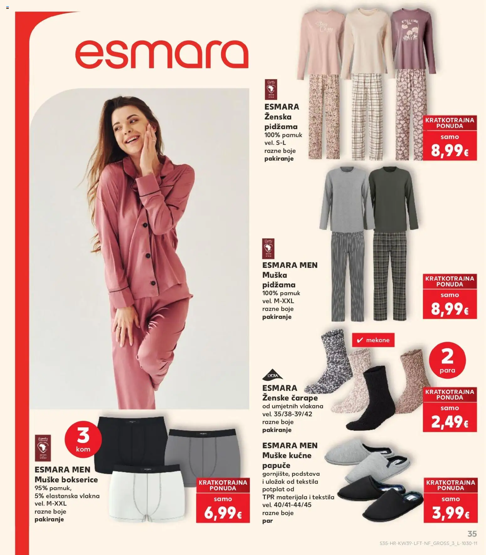 Kaufland katalog | vrijedi od 23.09.2026 | Stranica: 35 | Proizvodi: Muške bokserice, Čarape, Papuče, Ženska pidžama