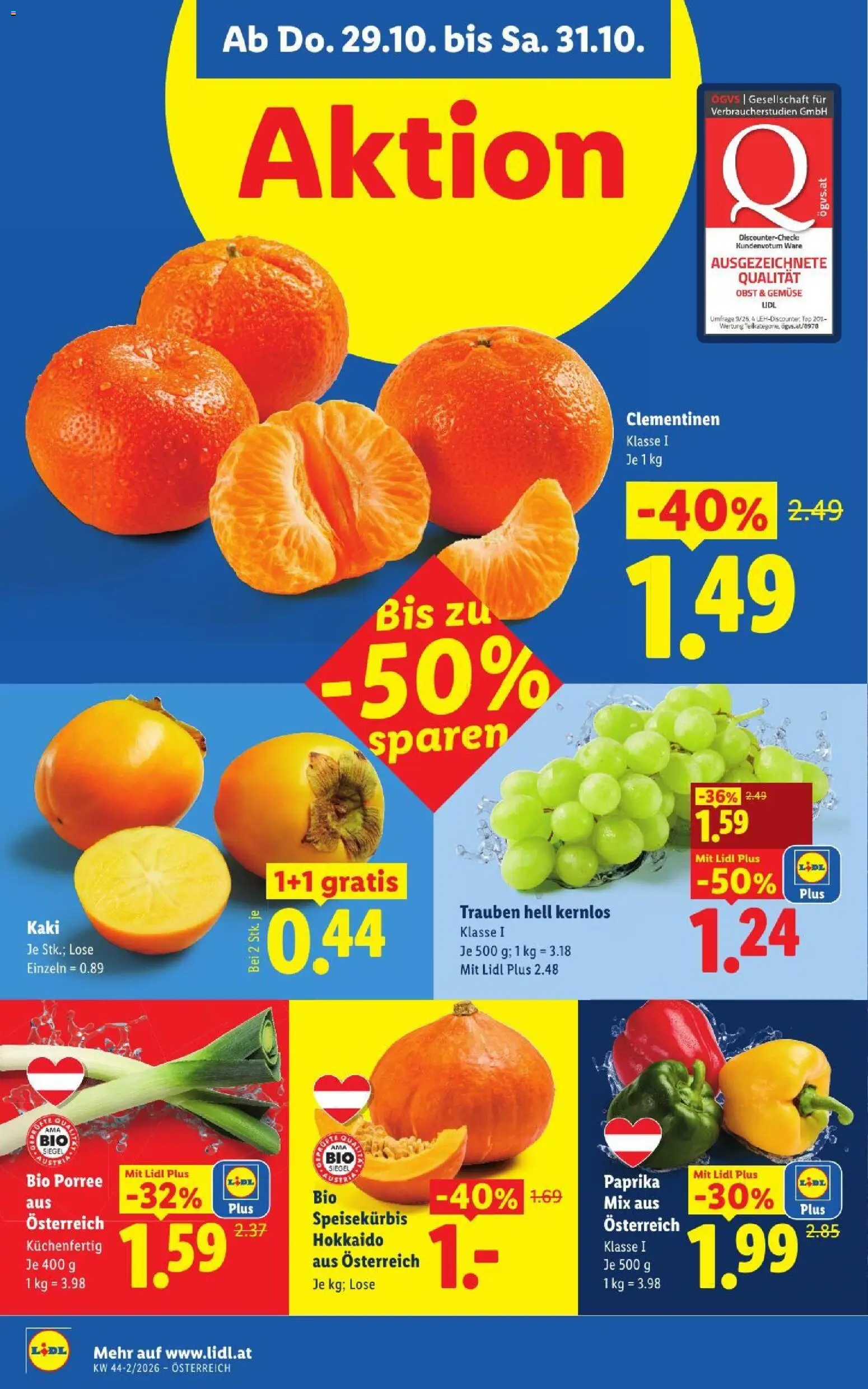 Lidl Flugblatt gültig ab 29.10.2026 | Seite: 4 | Produkte: Gemüse, Obst, Kaki