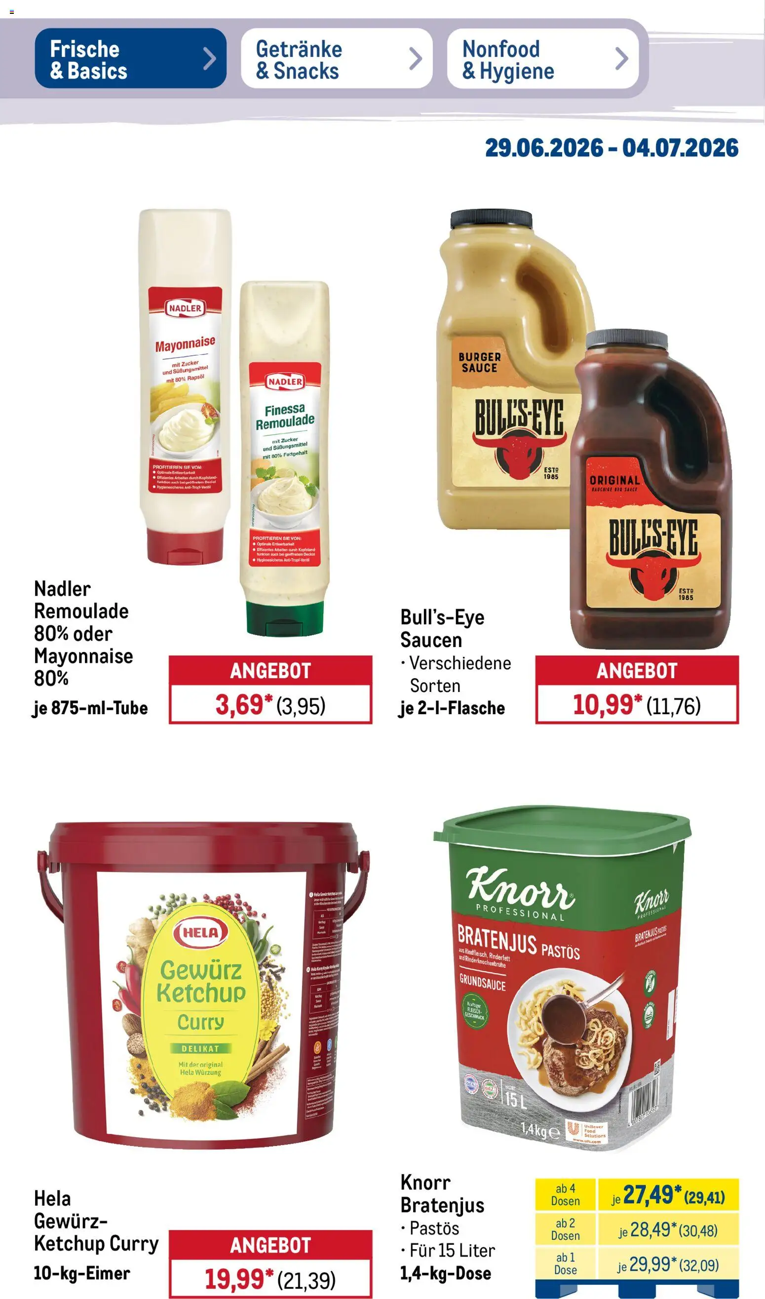 Metro Prospekt – gültig ab 29.06.2026 | Seite: 18 | Produkte: Rapsöl, Burger, Zucker, Ketchup