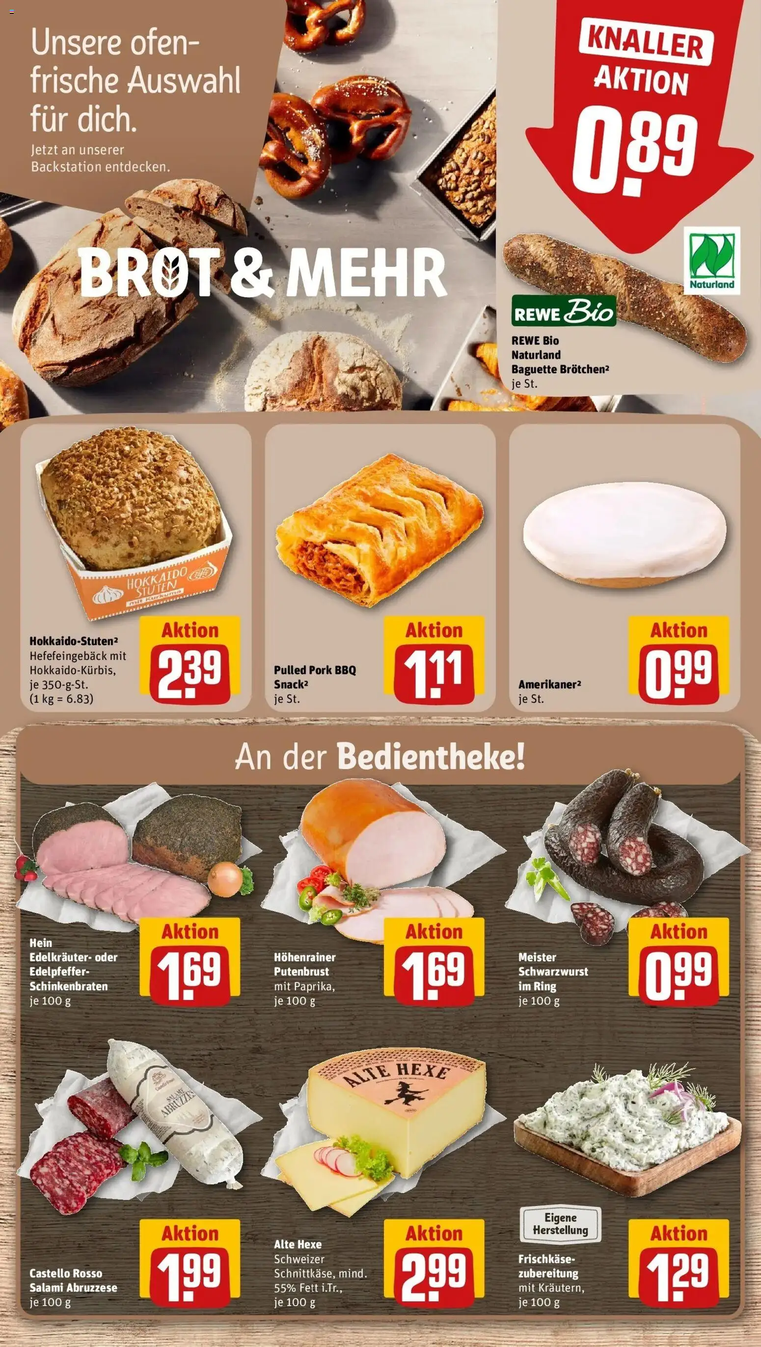 REWE Prospekt ab 26.10.2026 zum Blättern » Angebote | Seite: 11 | Produkte: Putenbrust, Brot, Salami, Frischkase
