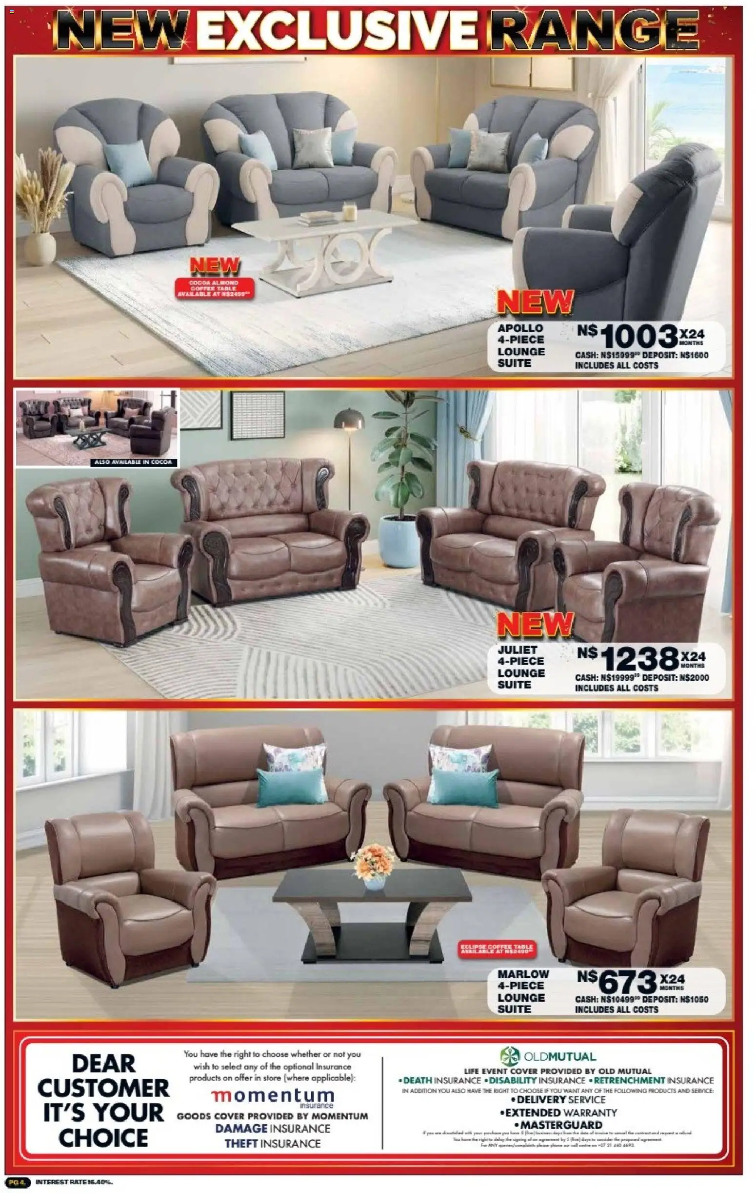 New Lewis Stores catalogue – valid from 05/10/2026 | Page: 4 | Products: Cocoa, Coffee table, Lounge suite, Coffee