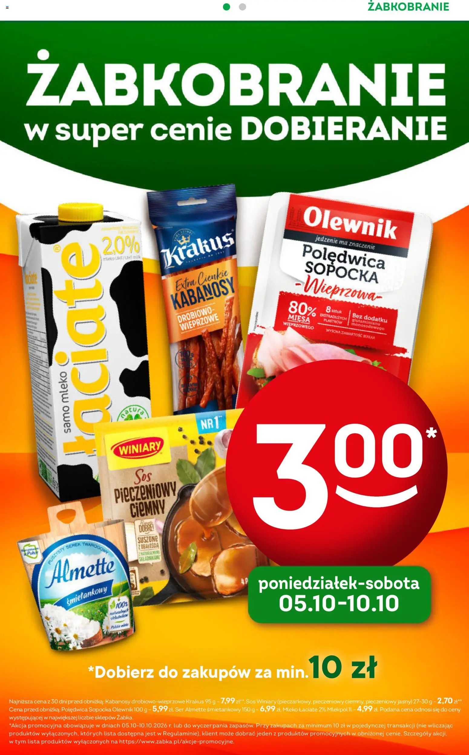 Żabka gazetka - Codzienne produkty od 07.10.2026 | Strona: 2 | Produkty: Serek, Mleko, Ser, Sos