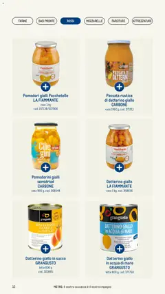 Anteprima del volantino Datterino giallo in succo GRANGUSTO, latta 800 g valido a partire dal 08.05.2025 | Pagina: 12 | Prodotti: Succo, Acqua, Pomodori, Vaso