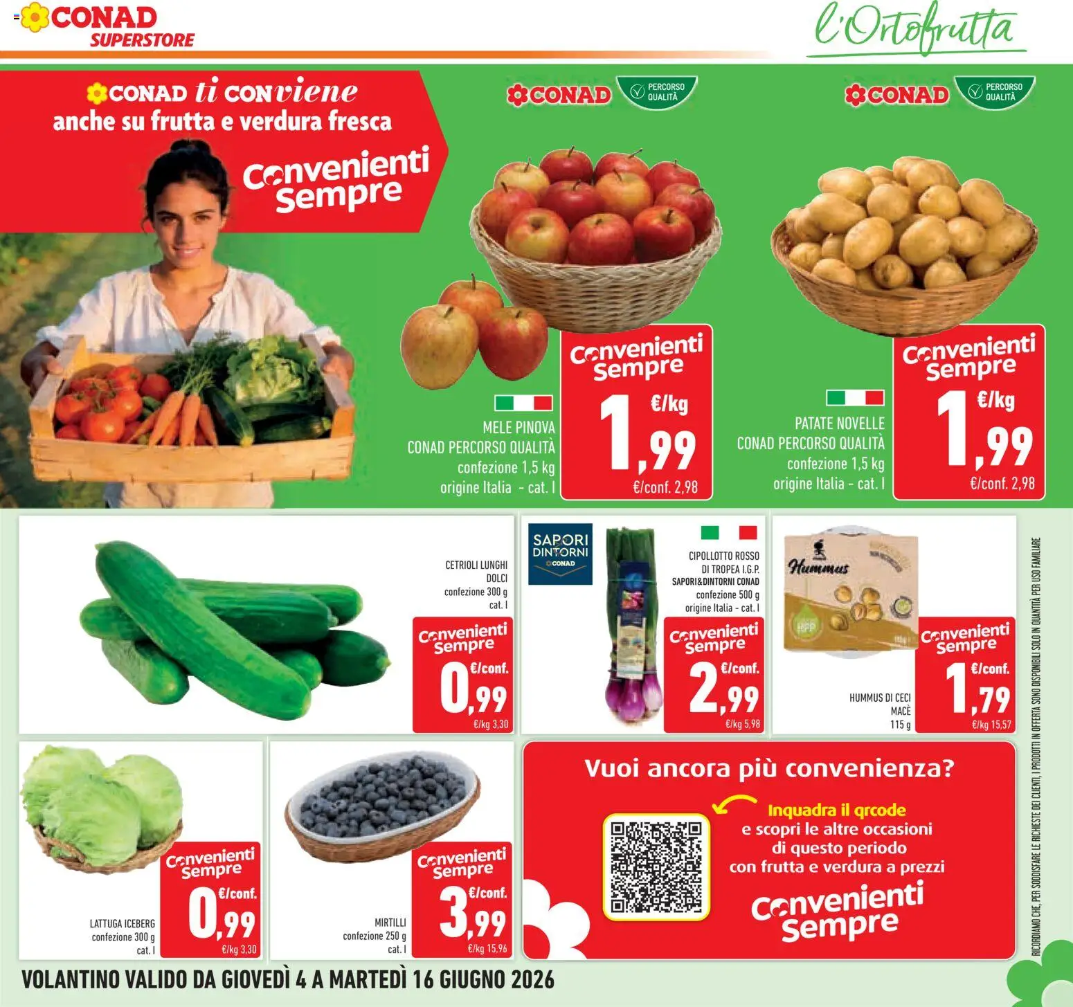 Volantino Conad del 04.06.2026 | Pagina: 11 | Prodotti: Cetrioli, Ceci, Frutta, Mirtilli
