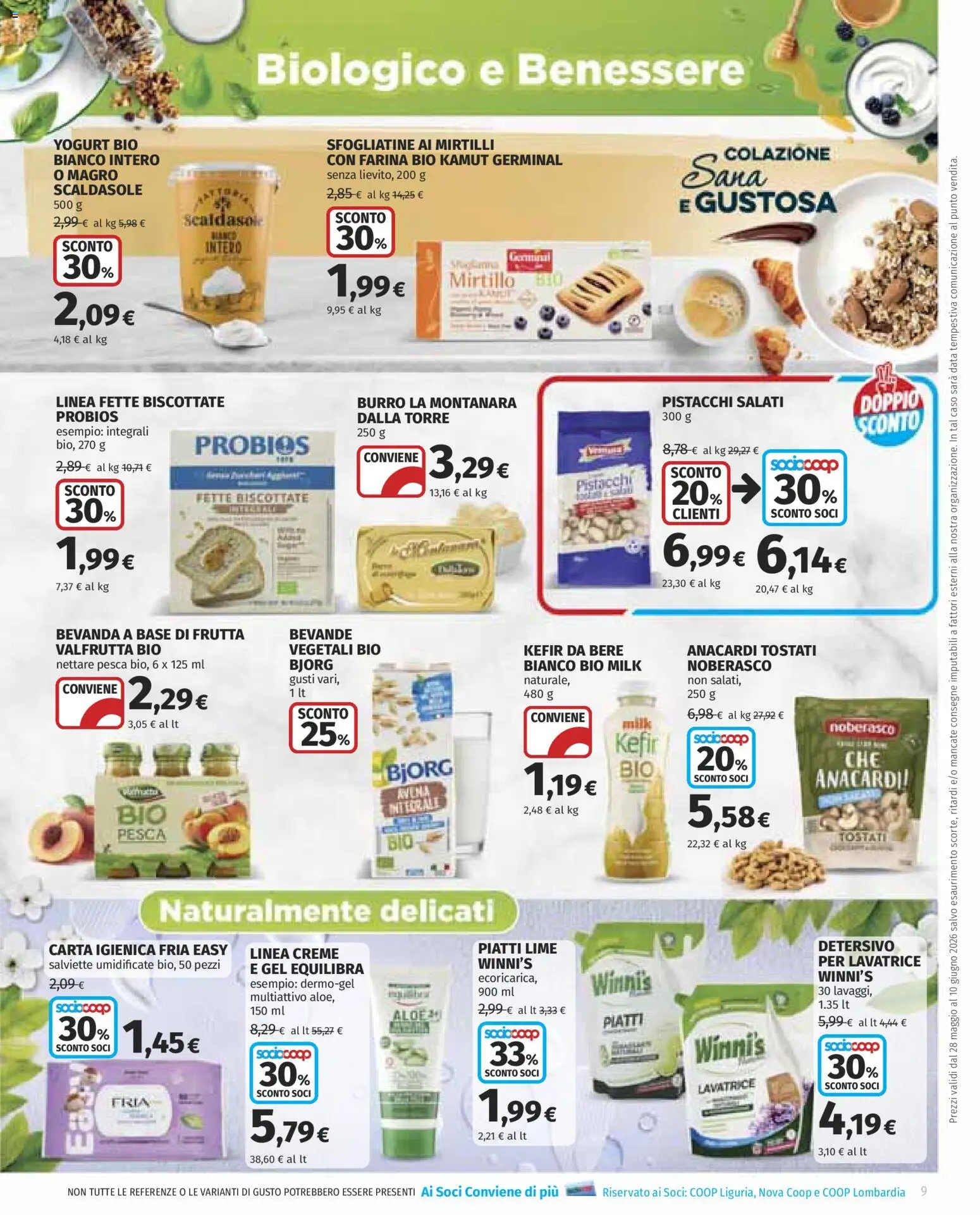 Volantino COOP del 28.05.2026 | Pagina: 9 | Prodotti: Carta igienica, Burro, Mirtilli, Pistacchi