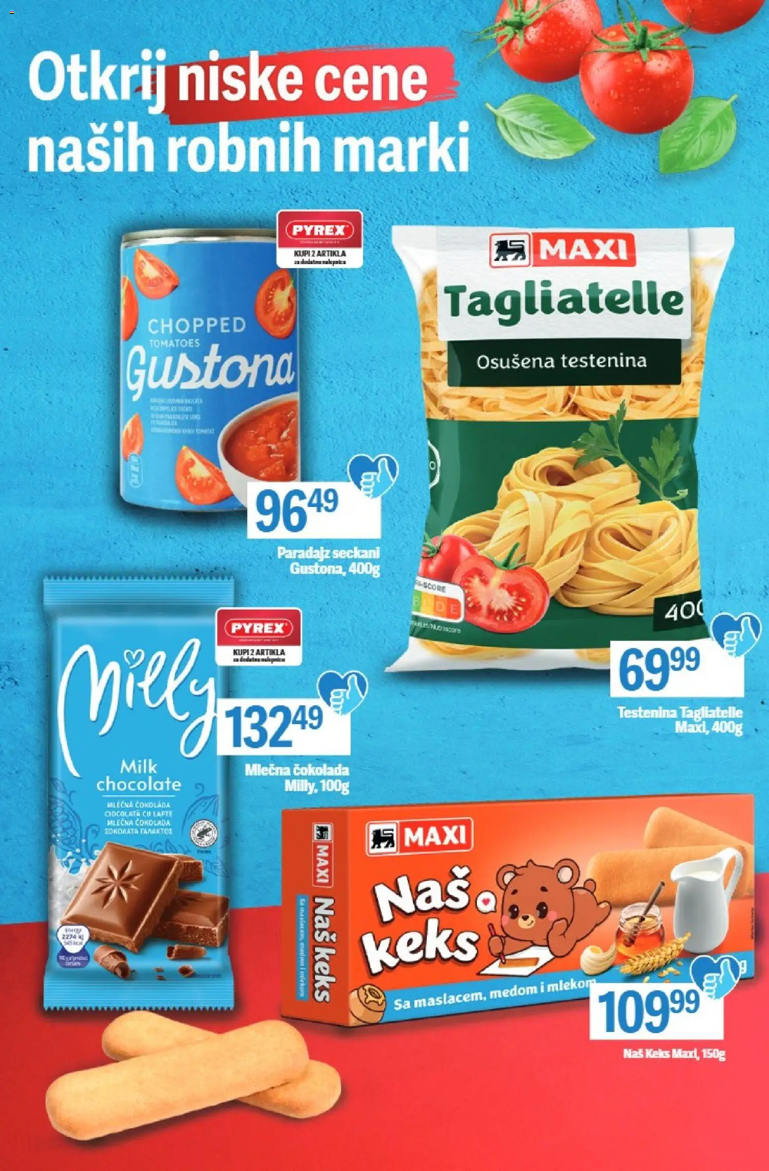 Maxi katalog - važi od 20.04.2026 | Strana: 6 | Proizvode: Keks, Tagliatelle, Mlečna čokolada, Paradajz