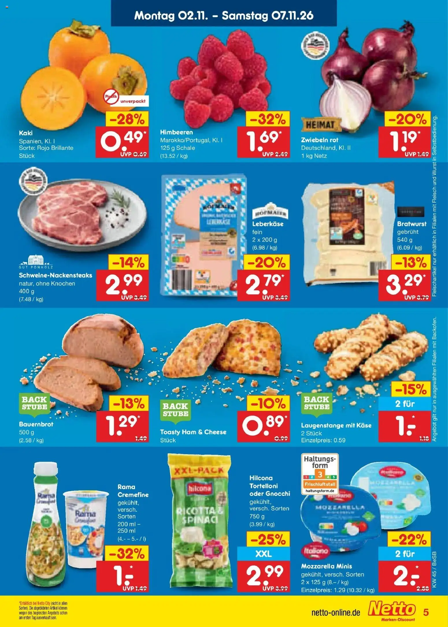 Netto Marken-Discount Prospekt Berlin-Prenzlauer Berg (ab 02.11.2026) » Angebote | Seite: 7 | Produkte: Käse, Mozzarella, Wurst, Leberkase