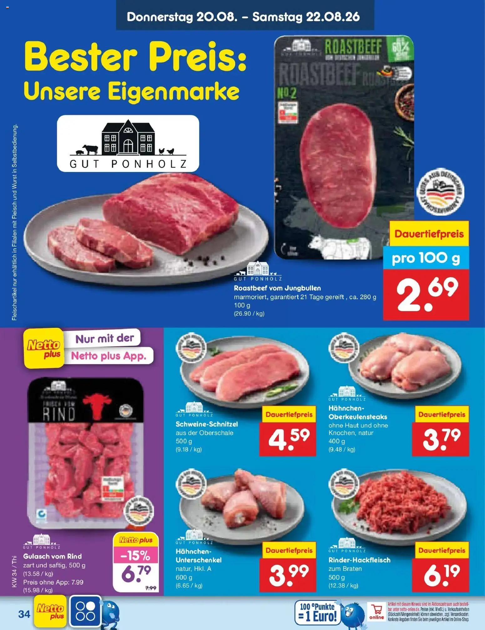 Netto Marken-Discount Prospekt Thiendorf – gültig ab 17.08.2026 | Seite: 52 | Produkte: Hahnchen, Roastbeef, Wurst, Fleisch