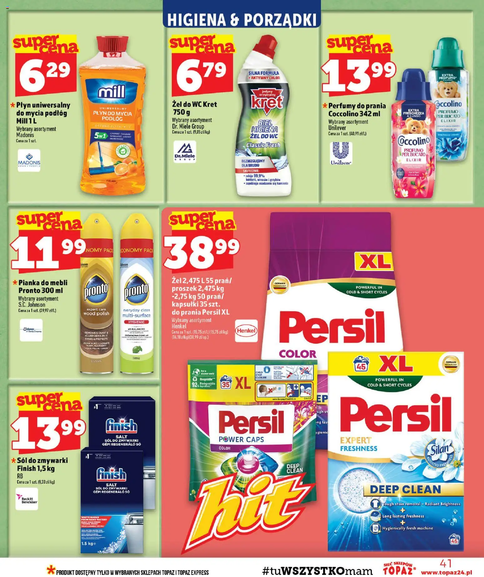 Topaz gazetka - MAZ od 27.08.2026 | Strona: 41 | Produkty: Persil, Coccolino, Sól do zmywarki, Sól
