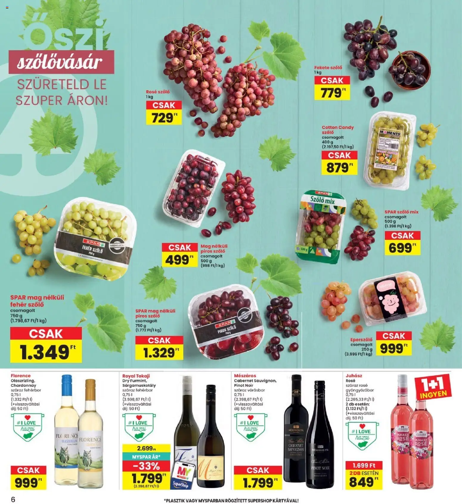 Interspar akciós ujság - amely érvényes a következő dátumtól: 2026.09.03. | Oldal: 6 | Termékek: Cabernet, Gyöngyözőbor, Vörösbor, Rosé