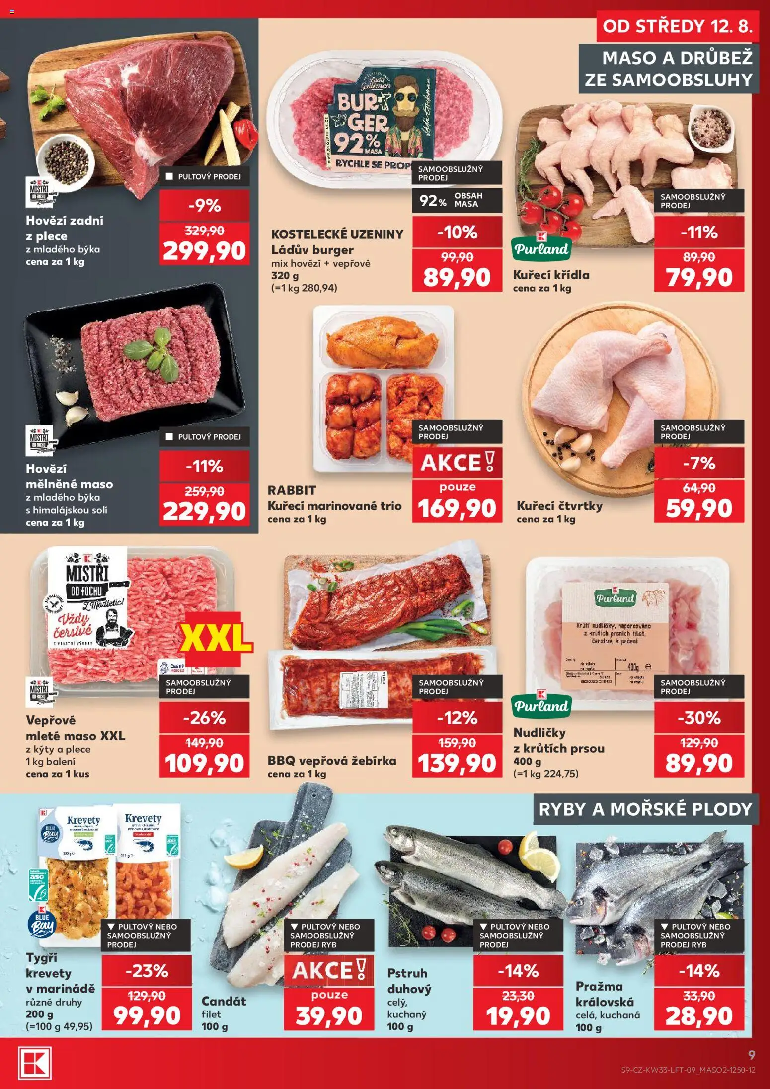 Kaufland leták - Kolín od 12.08.2026 | Strana: 9 | Produkty: Tiger, Vepřové mleté maso, Filet, Krevety