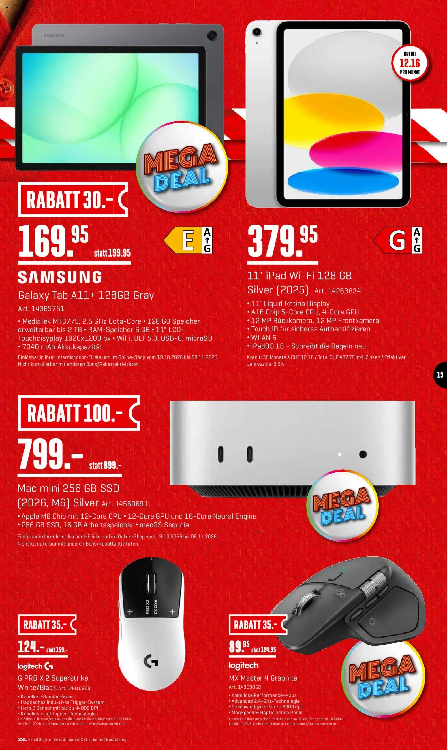 Interdiscount aktionen – gültig ab 19.10.2026 | Seite: 13 | Produkte: Apple, Samsung, Ipad
