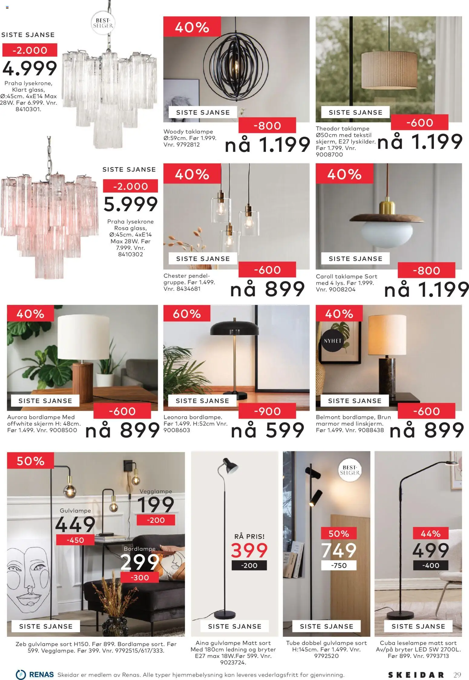 {H1} | Side: 29 | Produkter: Vegglampe, Taklampe, Ledning, Jeux