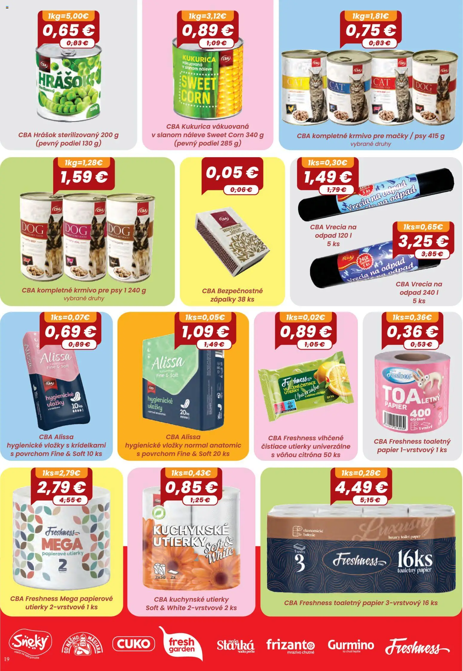 Nové Nitrazdroj akcie – leták je platný od 01.10.2026 | Strana: 19 | Produkty: Čistiace utierky, Kuchynské utierky, Toaletný papier 3vrstvový, Utierky