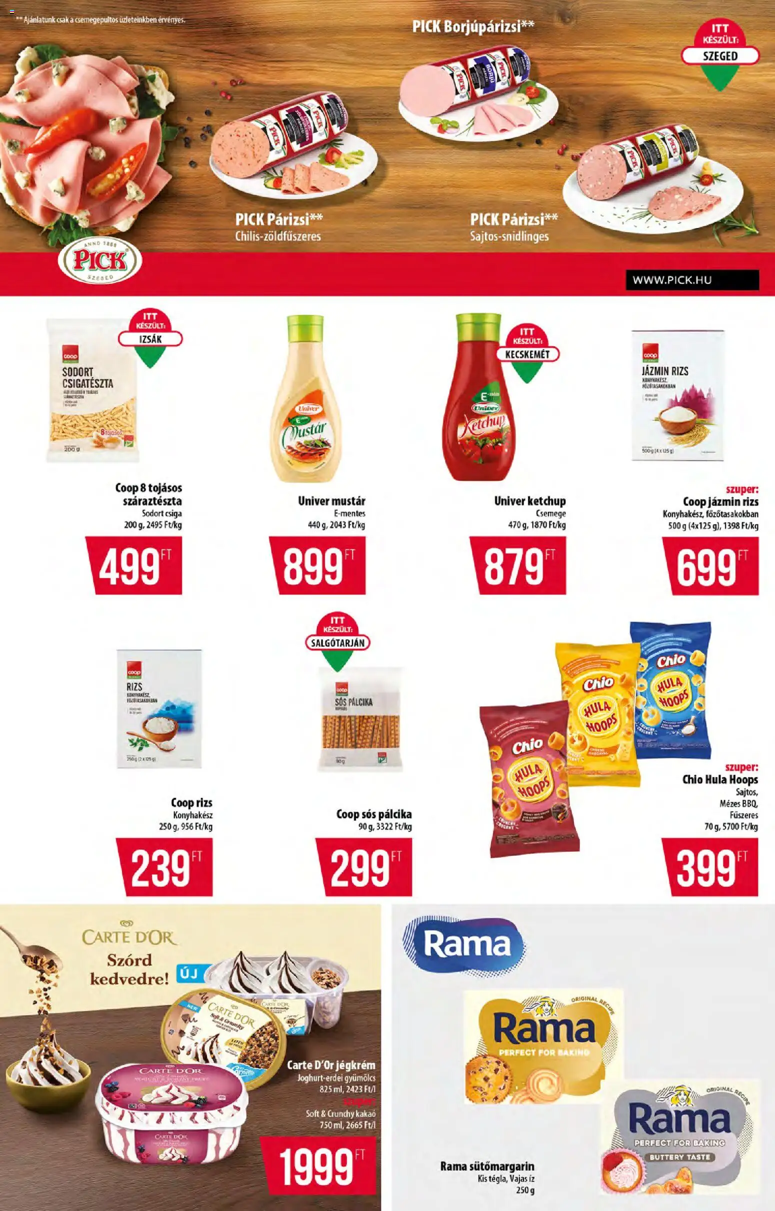 COOP akciós ujság - amely érvényes a következő dátumtól: 04.06.2026 | Oldal: 8 | Termékek: Pick, Rama, Sós pálcika, Párizsi