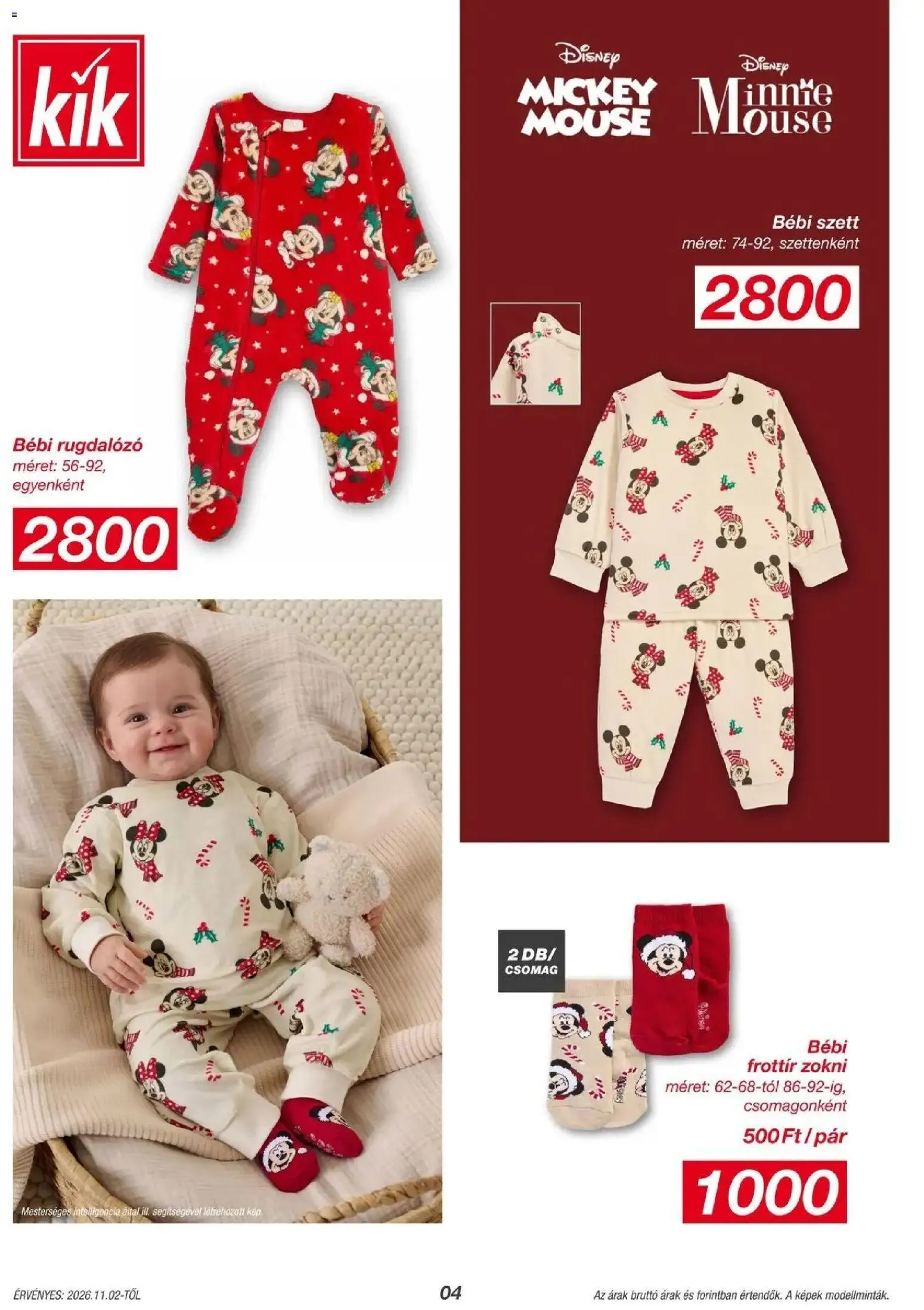 Kik aktuális akciós újság - 2026.10.30. -tól/töl > akció, lapozható szórólap 🛍️ | Oldal: 4 | Termékek: Mickey Mouse, Zokni