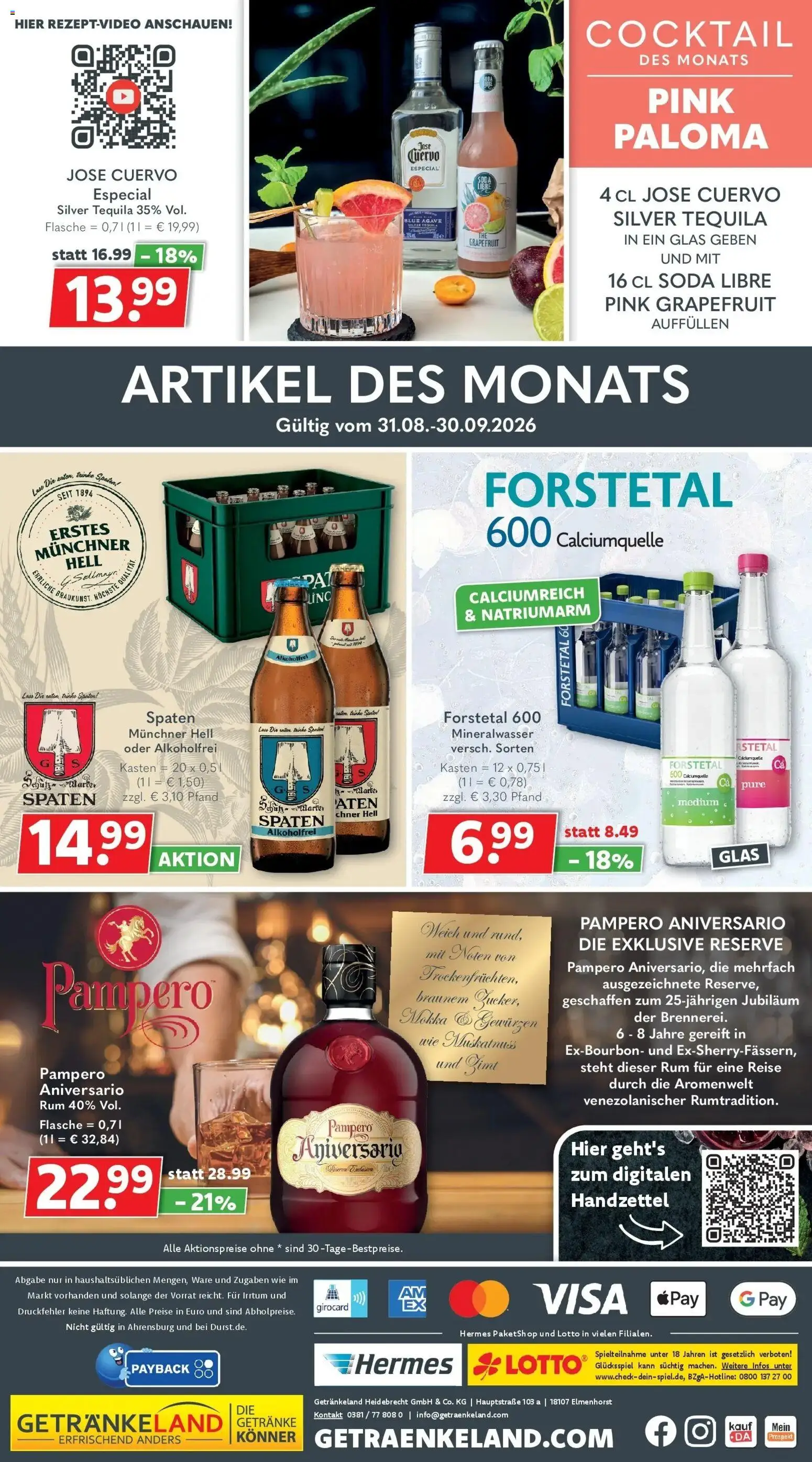 Getränkeland Prospekt Neustrelitz (ab 14.09.2026) zum Blättern | Seite: 8 | Produkte: Rum, Mineralwasser, Tequila, Grapefruit