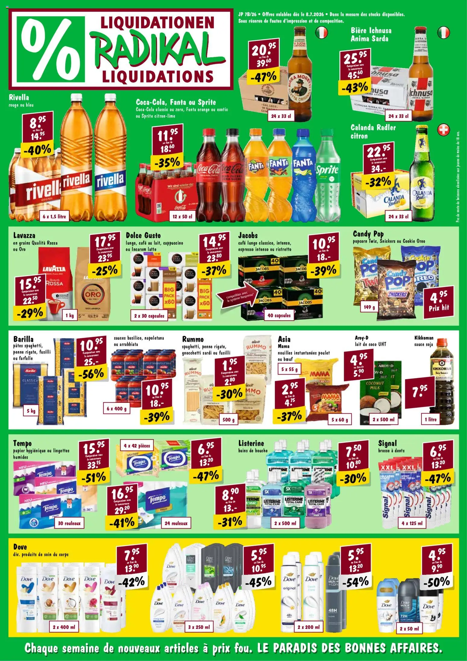 Radikal aktionen FR – gültig ab 08.07.2026 | Seite: 1 | Produkte: Coca Cola, Fanta, Barilla, Rouge