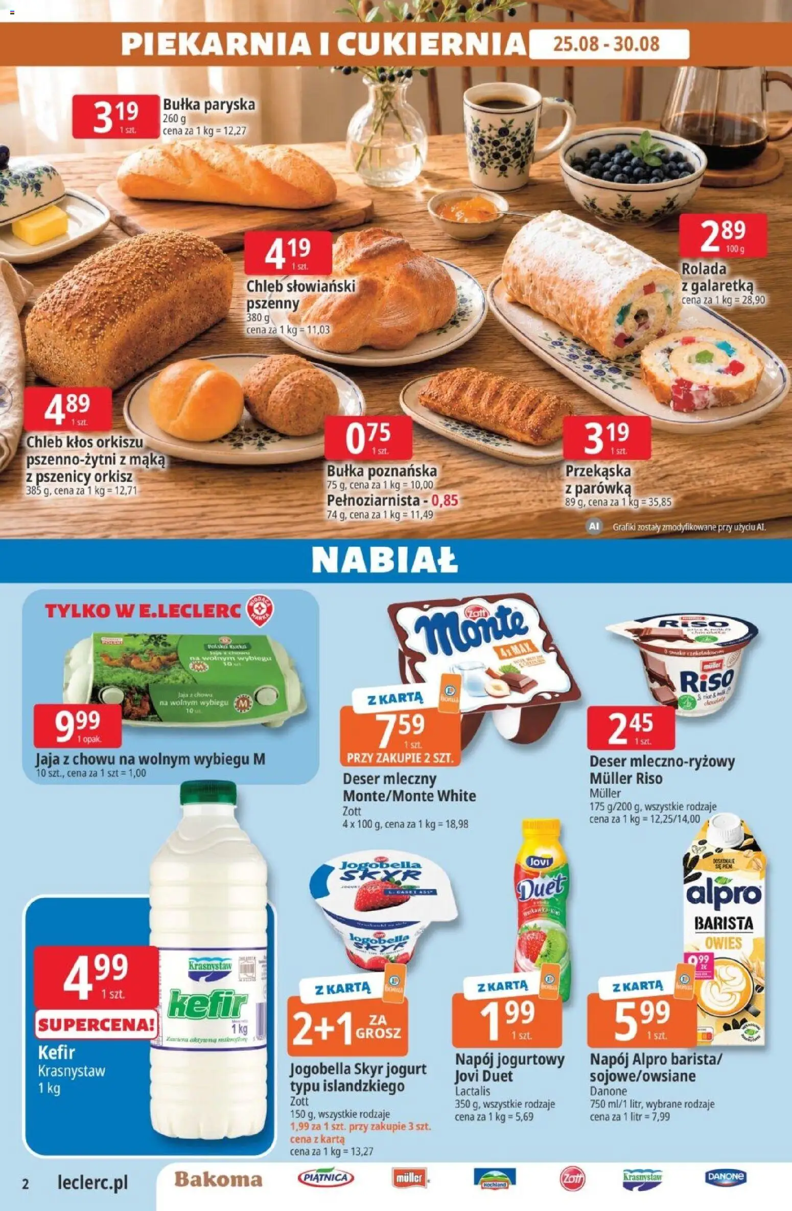 E.Leclerc gazetka od 25.08.2026 | Strona: 2 | Produkty: Galaretka, Bułka paryska, Bułka poznańska, Mąka