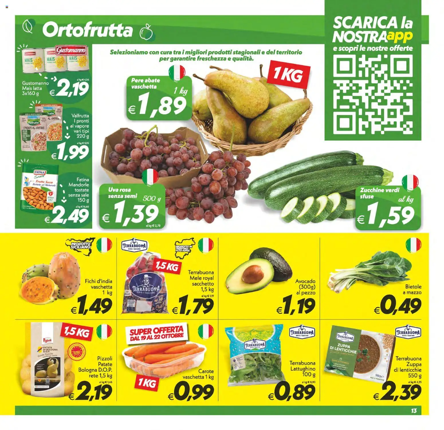 Volantino SuperConveniente del 13/10/2026 | Pagina: 13 | Prodotti: Frutta, Mandorle, Uva, Mandorle tostate