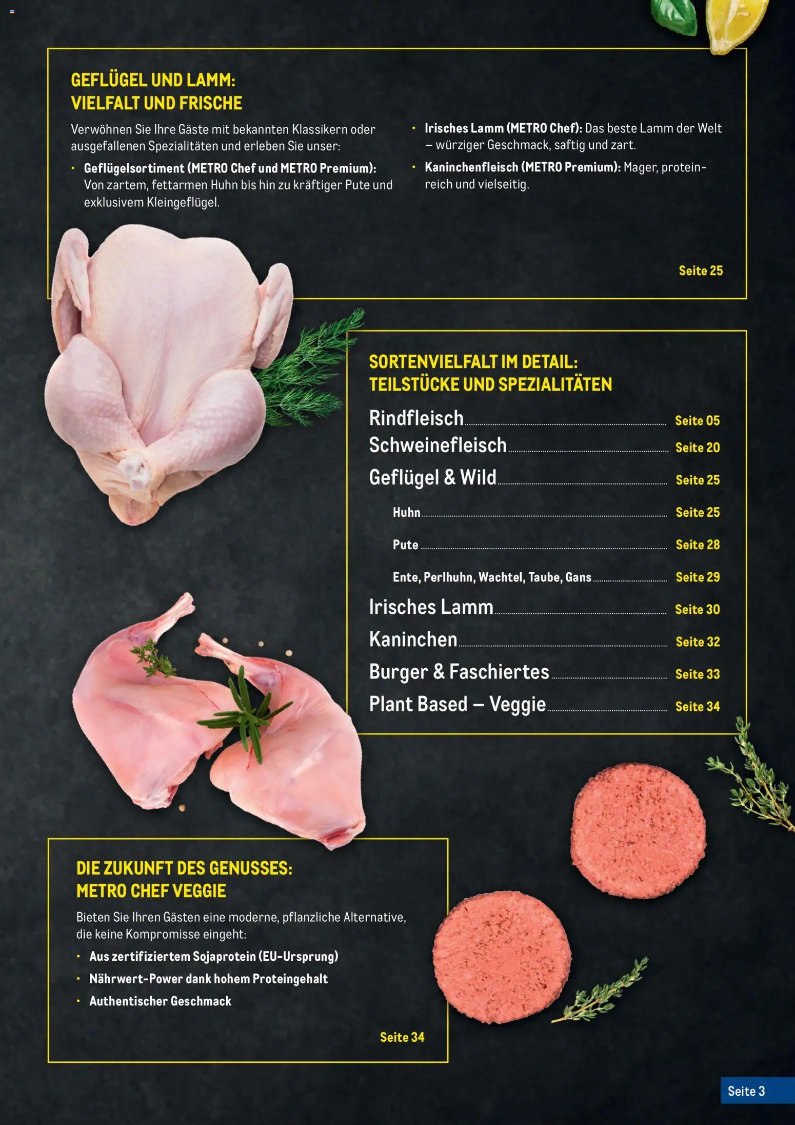 Metro Fleischkatalog gültig ab 20.02.2026 | Seite: 3 | Produkte: Burger, Gans, Schweinefleisch, Rindfleisch