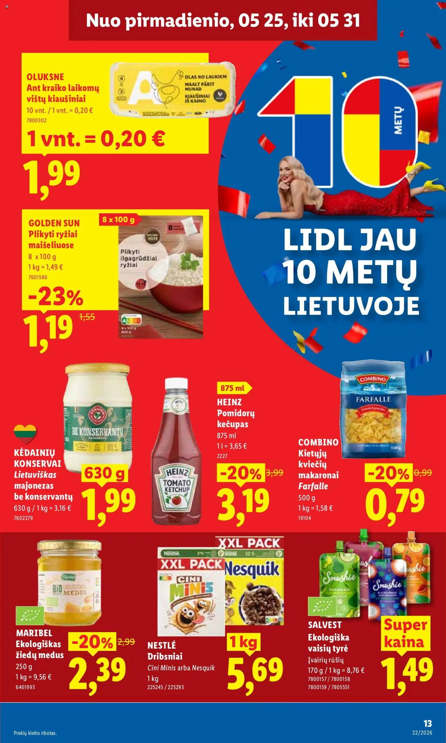 LIDL akcijos nuo 25.05.2026 | Puslapis: 15 | Prekių: Kiaušiniai, Konservai, Ryžiai, Makaronai