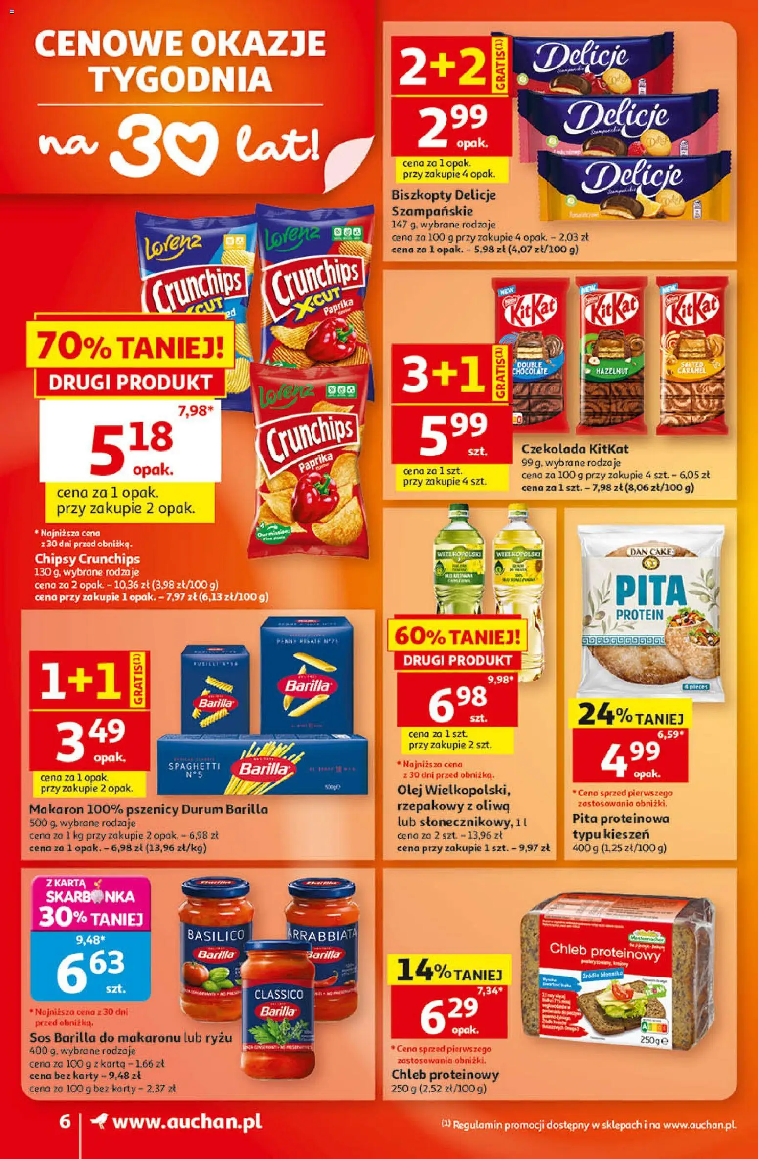 Auchan gazetka od 10.09.2026 | Strona: 6 | Produkty: Spaghetti, Biszkopty, Chleb, Czekolada