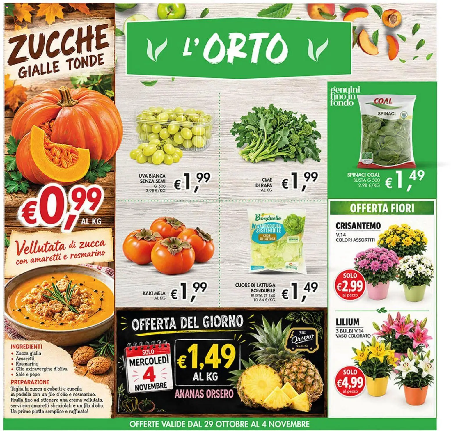 Volantino Coal del 22/10/2026 | Pagina: 5 | Prodotti: Crema, Spinaci, Ingredienti, Padella