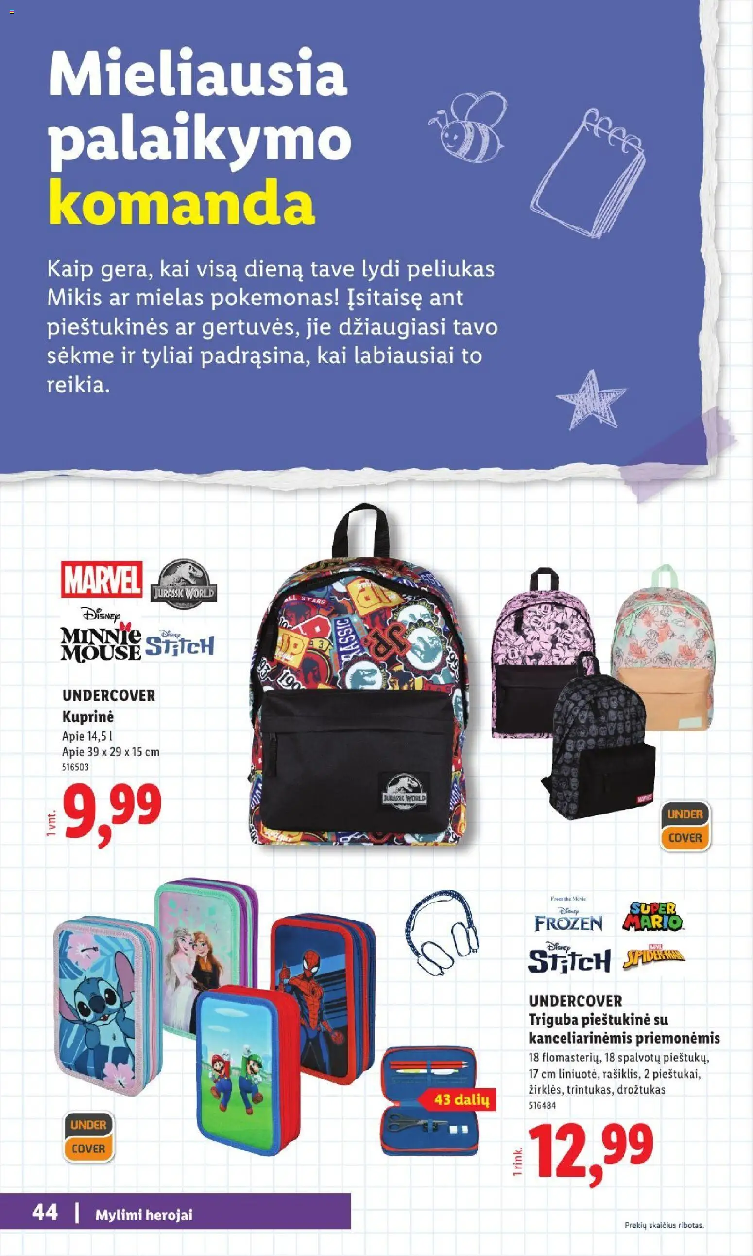 LIDL akcijos nuo 2026.07.20 | Puslapis: 44 | Prekių: Drožtukas, Kuprinė