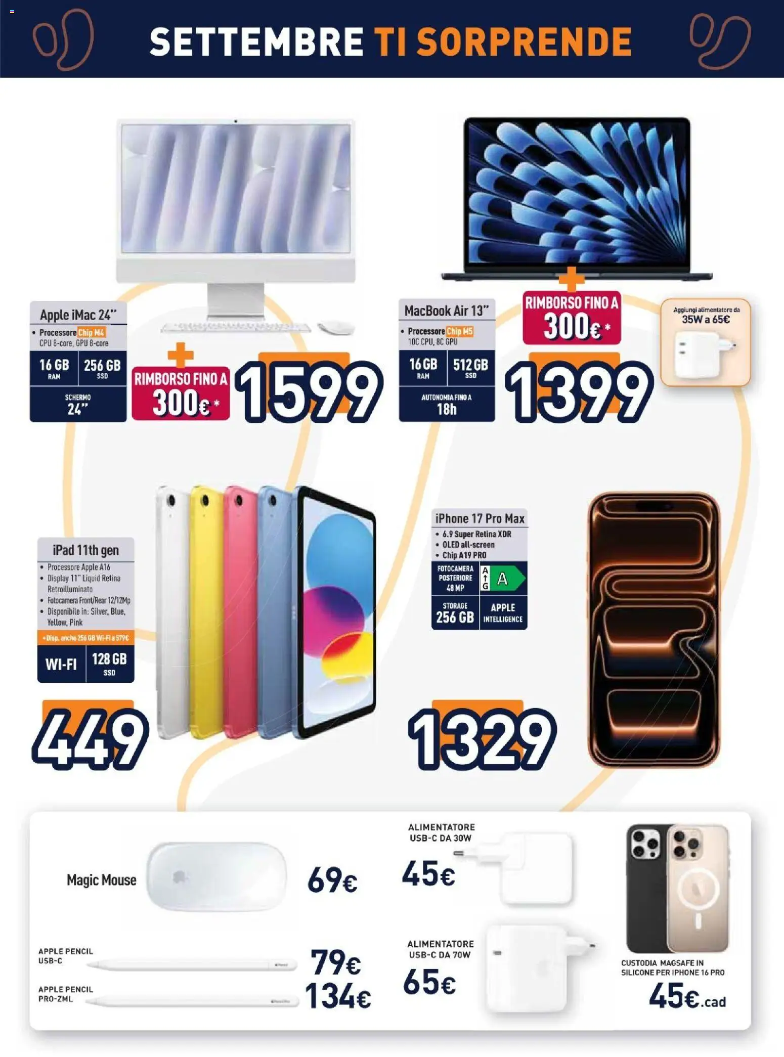 Volantino Unieuro del 07/09/2026 | Pagina: 18 | Prodotti: Schermo, Iphone, Fotocamera, Macbook