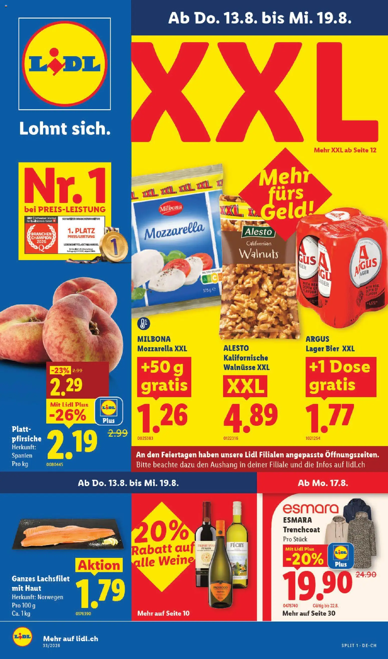 Lidl aktionen – gültig ab 13.08.2026 | Seite: 1 | Produkte: Walnüsse, Bier, Trenchcoat