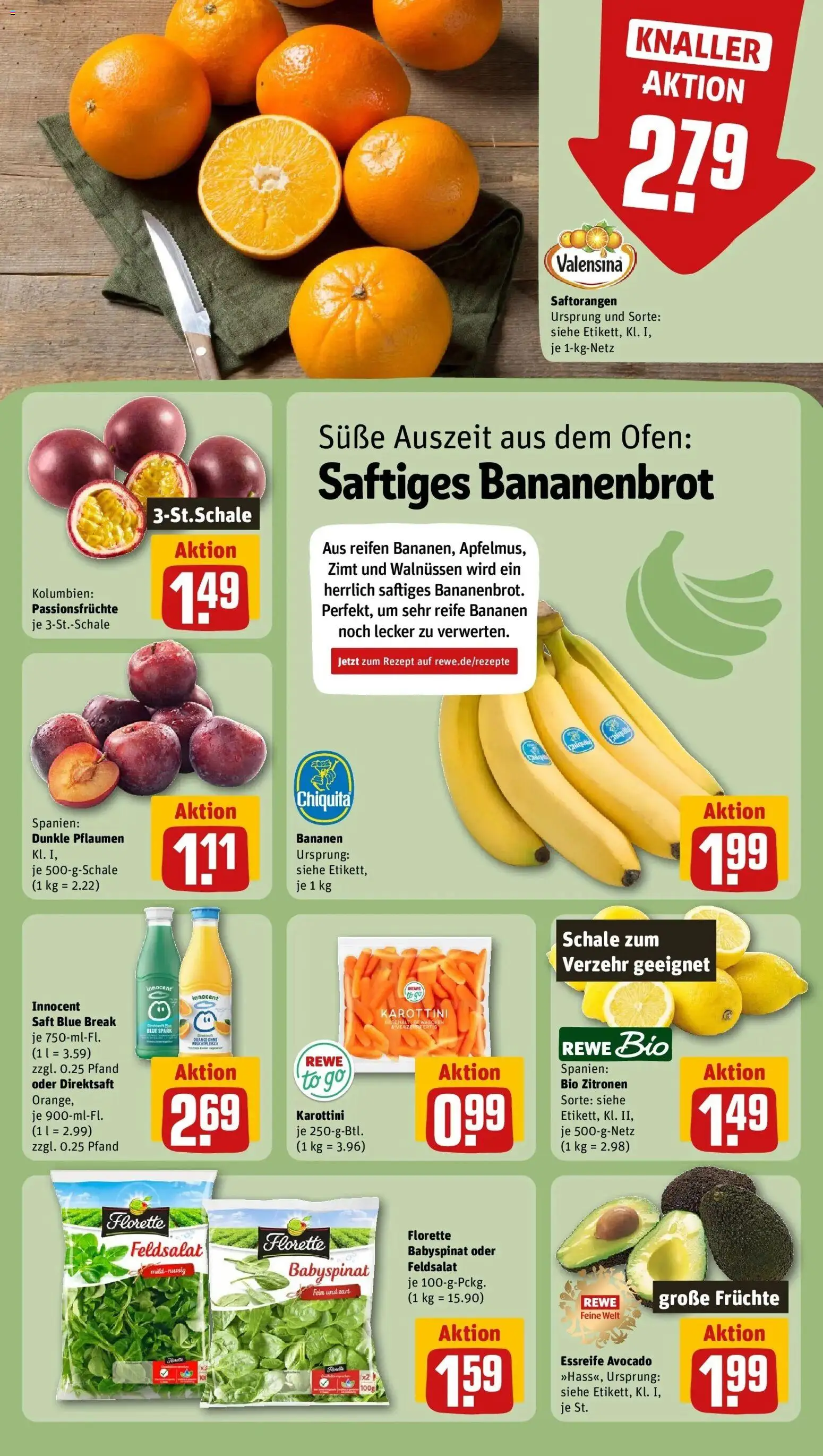 REWE Prospekt ab 12.10.2026 zum Blättern » Angebote | Seite: 4 | Produkte: Pflaumen, Bananen, Avocado, Zitronen