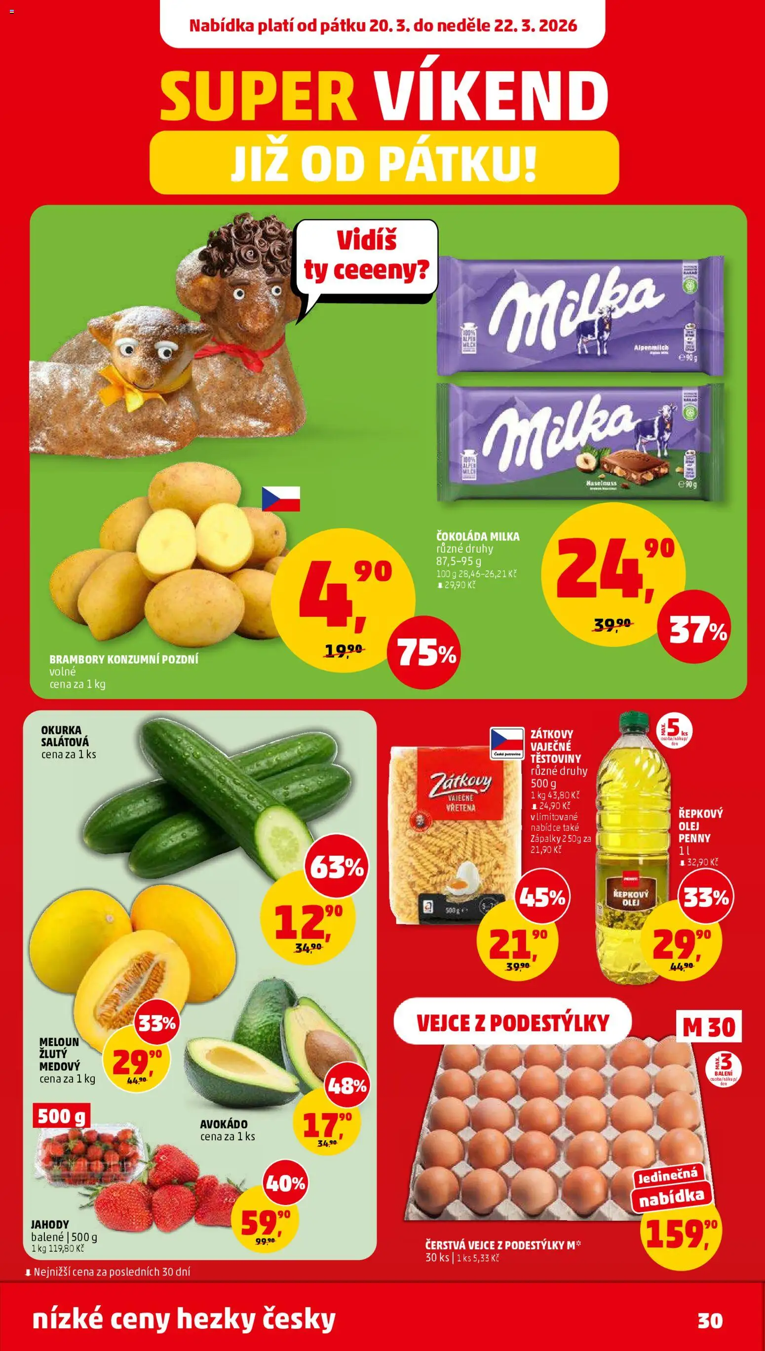 Penny Market leták od 18.03.2026 | Strana: 30 | Produkty: Čokoláda, Milka, Řepkový olej, Brambory