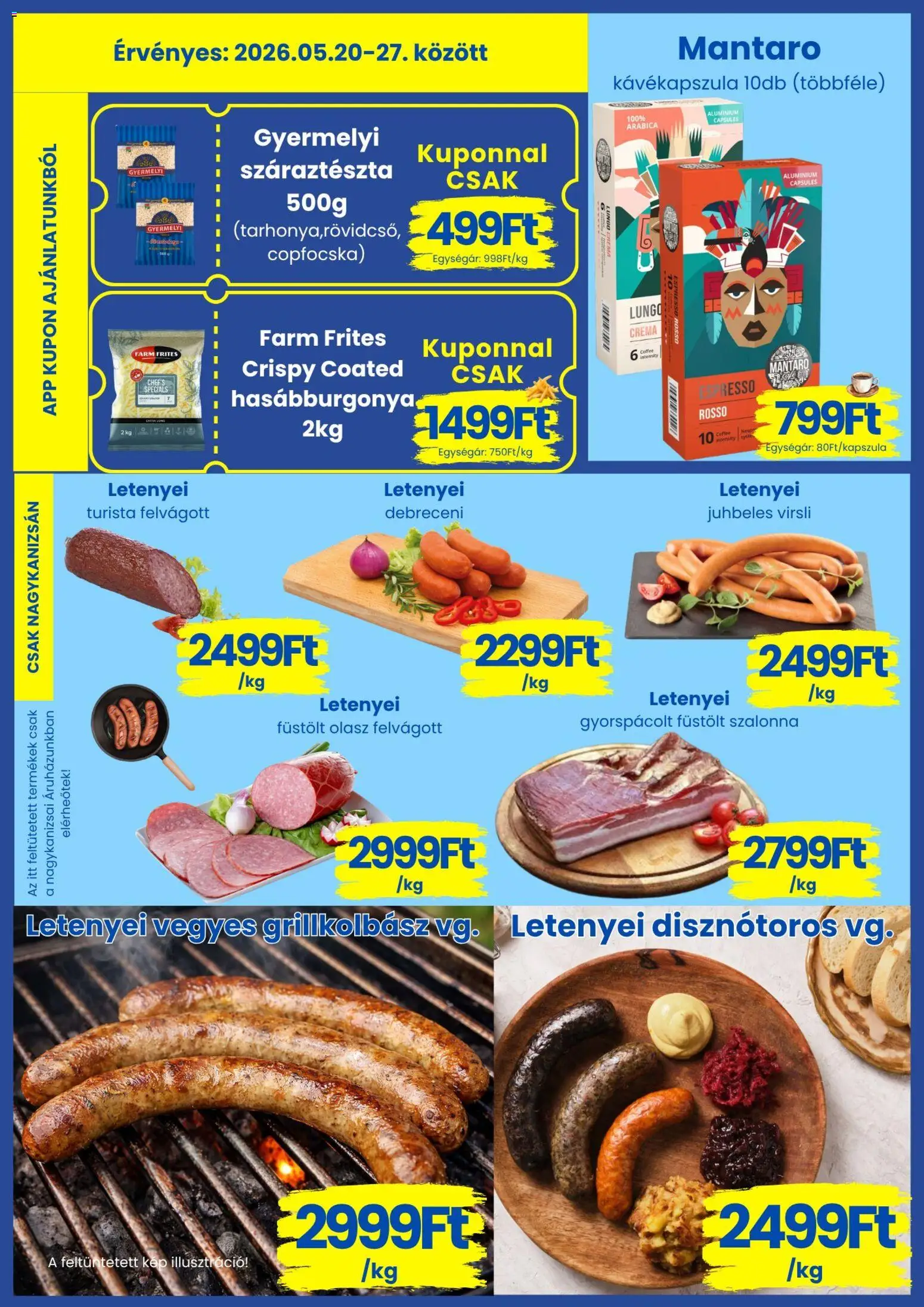 Magnetic akciós ujság - amely érvényes a következő dátumtól: 20.05.2026 | Oldal: 3 | Termékek: Virsli, Kávékapszula, Grillkolbász, Száraztészta