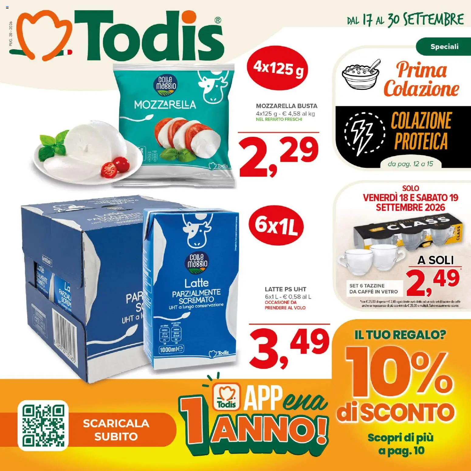 Volantino Todis del 17/09/2026 | Pagina: 1 | Prodotti: Caffè, Mozzarella, Latte