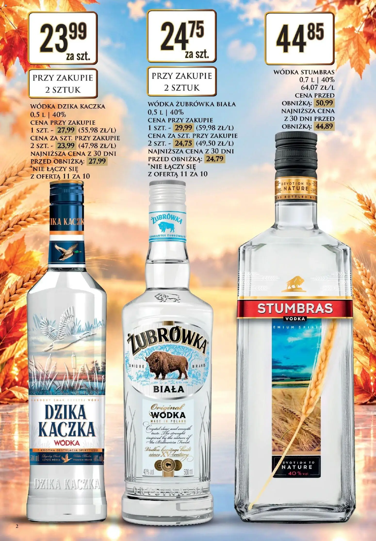 Dino gazetka alkoholowa od 02.10.2026 | Strona: 2 | Produkty: Wódka Dzika Kaczka, Kaczka, Wódka Stumbras, Wódka