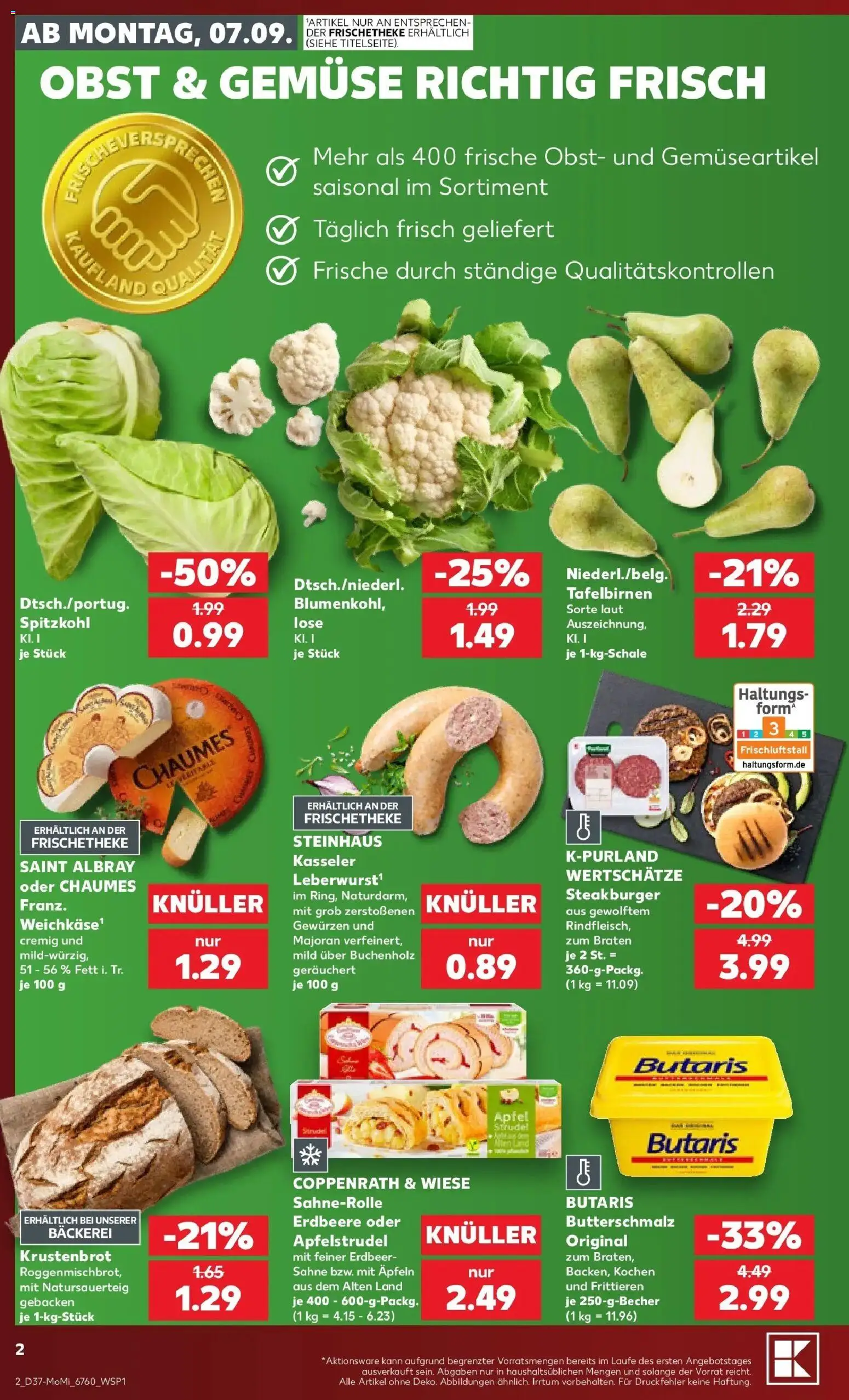 Prospekt Kaufland ab 07.09.2026 » Angebote Online zum Blättern | Seite: 2 | Produkte: Bäckerei, Äpfel, Gemüse, Obst