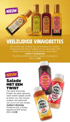 Jumbo's Sla Twist, Jumbo's Sla Twist Hot Honey dressing - Voorbeeld van een folder van Jumbo, geldig van 24-08-2026 | Pagina: 66 | Producten: Vis, Salade, Paprika, Sesam