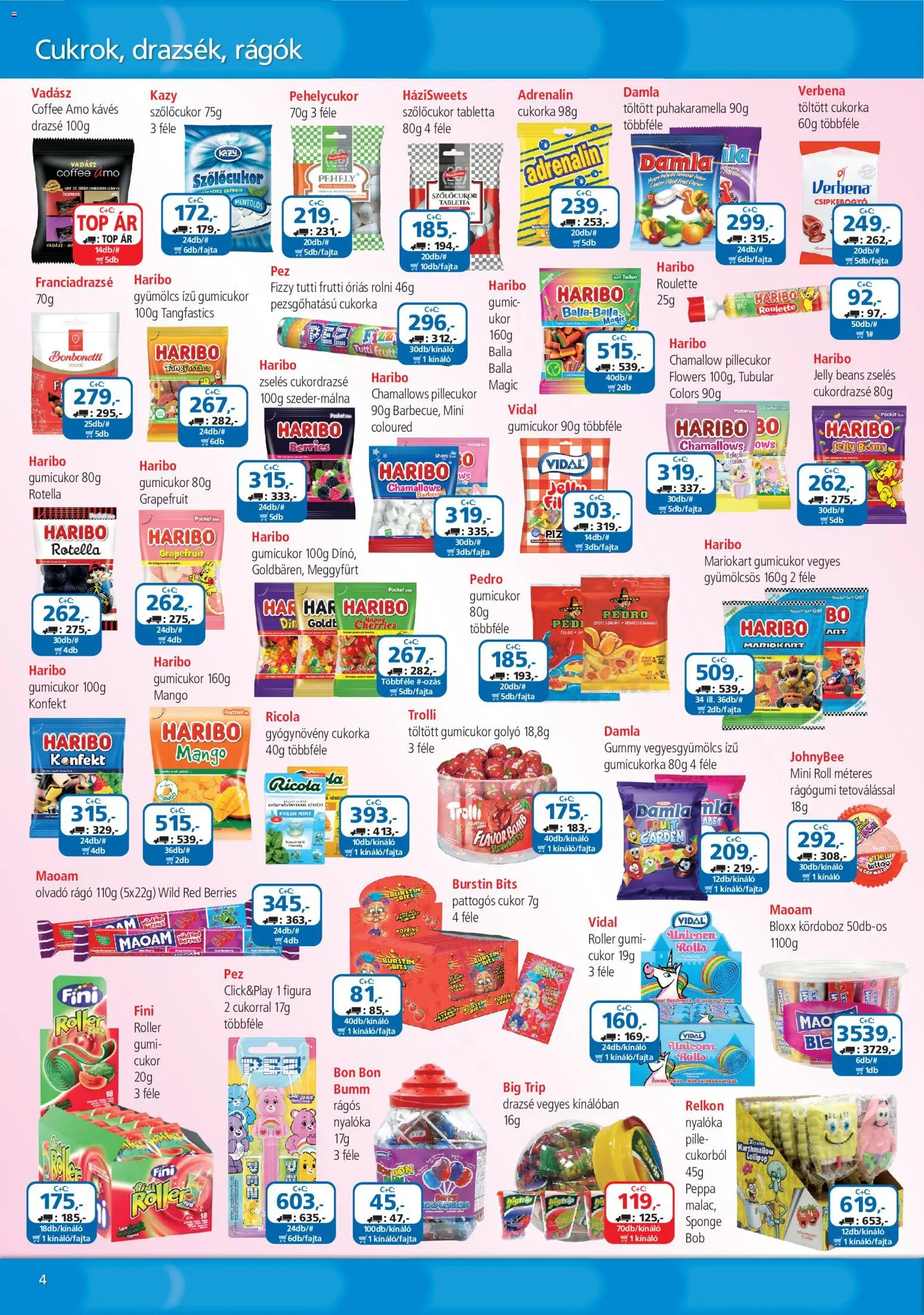 ÁRKLUB akciós ujság - amely érvényes a következő dátumtól: 2026.09.01. | Oldal: 4 | Termékek: Haribo, Roller, Drazsé, Szőlőcukor