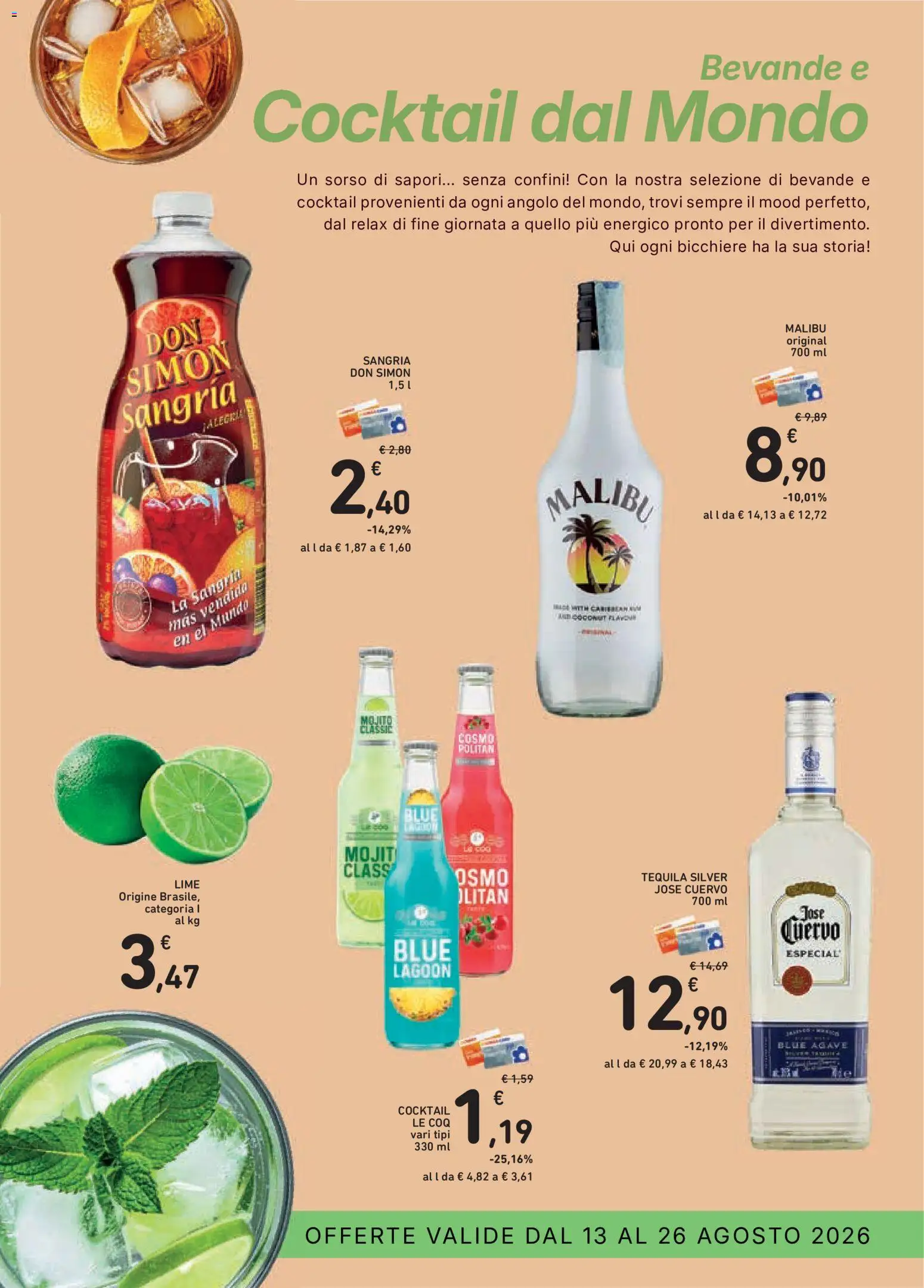 Volantino Conad del 13/08/2026 | Pagina: 15 | Prodotti: Bevande, Malibù, Lime, Rum
