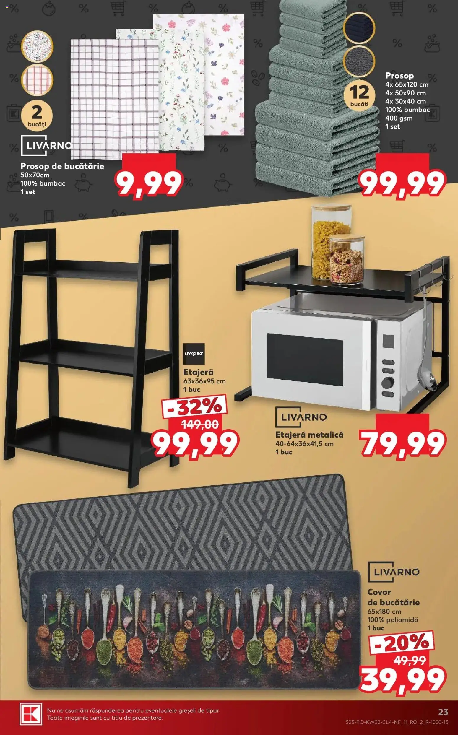 Noul catalog Kaufland – valabil de la 05.08.2026 | Pagină: 23 | Produse: Covor de bucătărie, Bucătărie, Covor, Etajeră