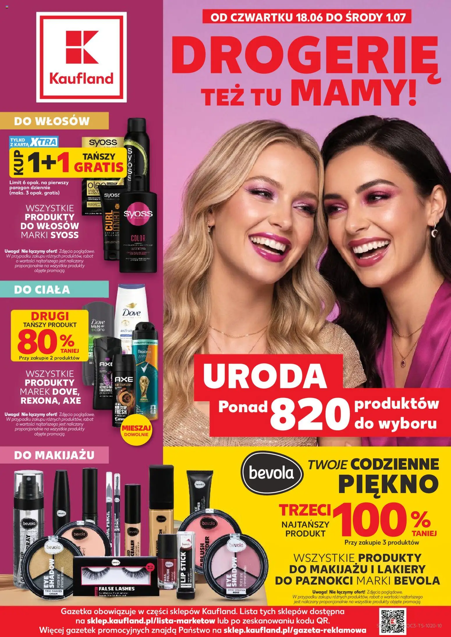 Kaufland Polsko leták - Drogerię od 18.06.2026 | Strana: 1 | Produkty: Syoss, Bevola, Rexona, Dove