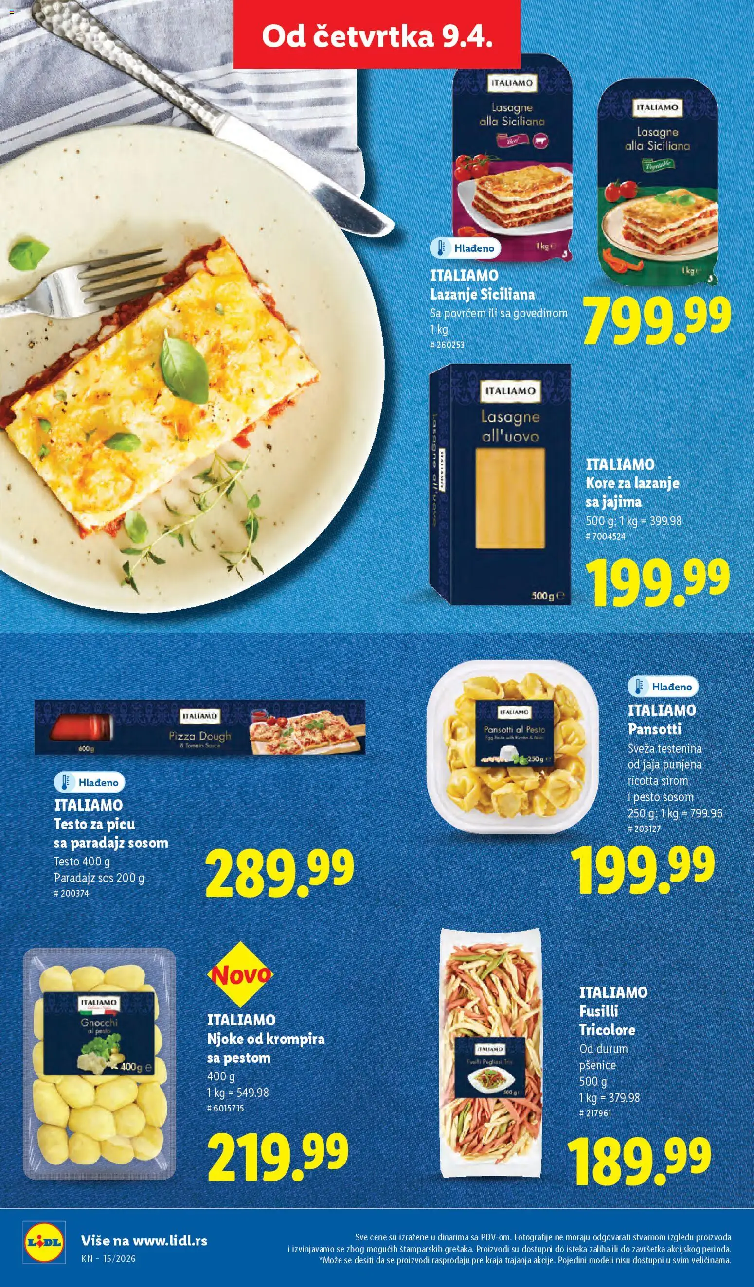 Lidl katalog - važi od 09.04.2026 | Strana: 56 | Proizvode: Ricotta, Pesto, Njoke, Lazanje