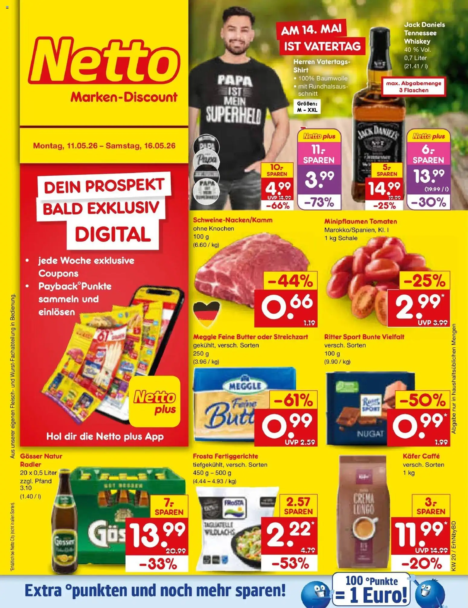 Netto Marken-Discount Prospekt Ergolding	 – gültig ab 10.05.2026 | Seite: 1 | Produkte: Tomaten, Radler, Fleisch, Whiskey